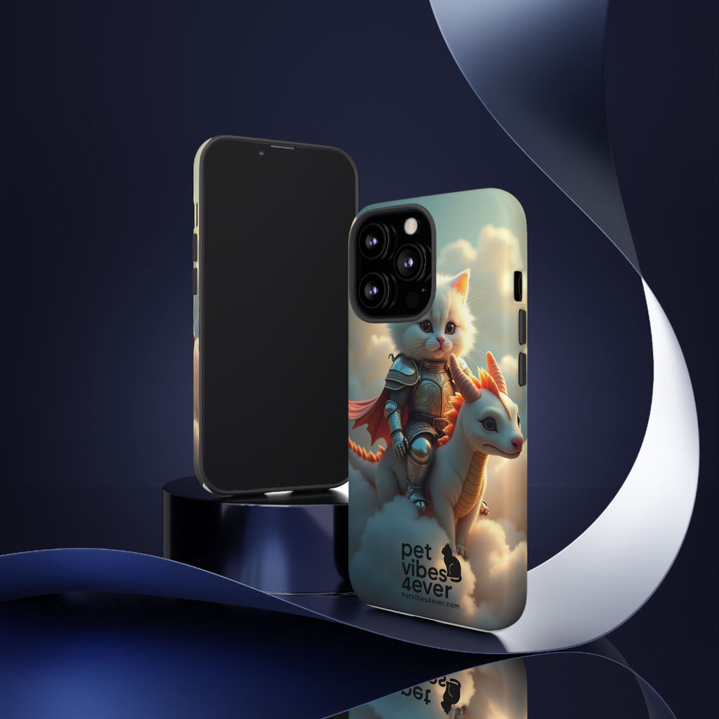 Pet Vibes Phone Case, Cute Cat and Dragon Design, Tough Phone Cover, Gift for Animal Lovers, Unique Pet Themed Accessory