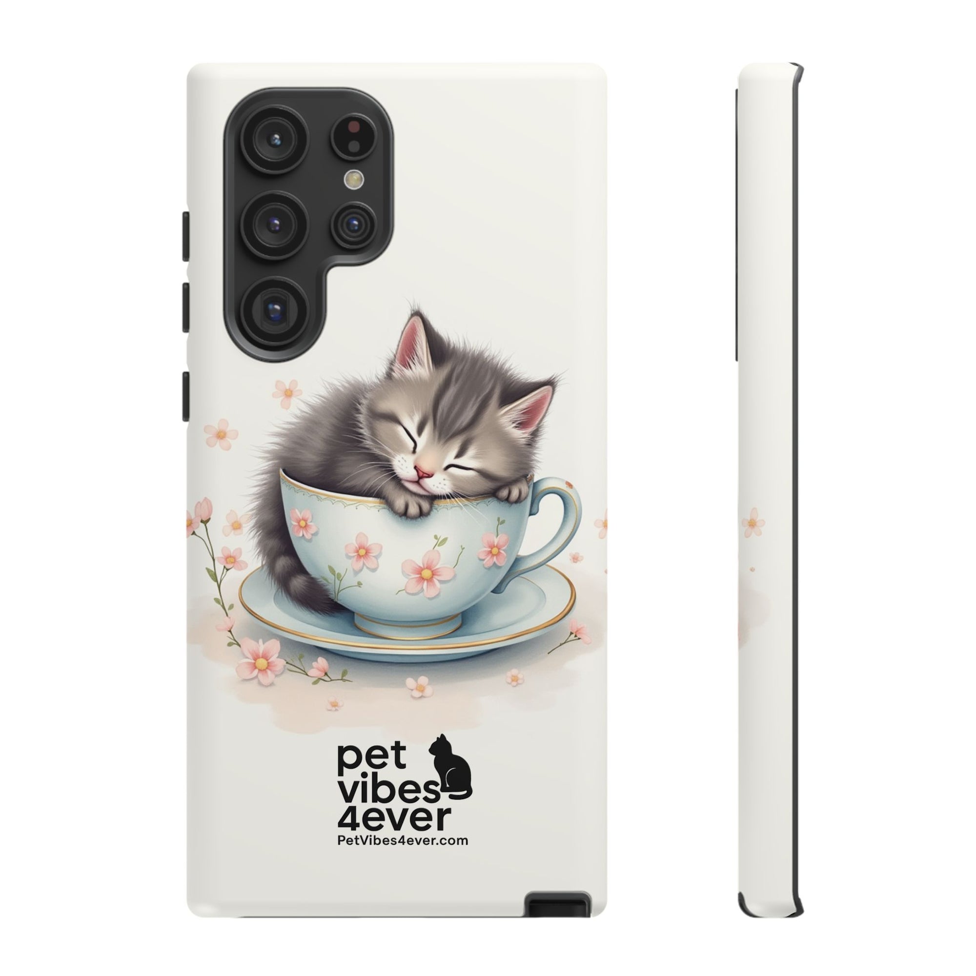 Cute Cat Phone Case, Pet Lover Gift, Soft Kitty Design, Floral Tech Accessory, Unique Animal Case, iPhone Cover, Birthday Present