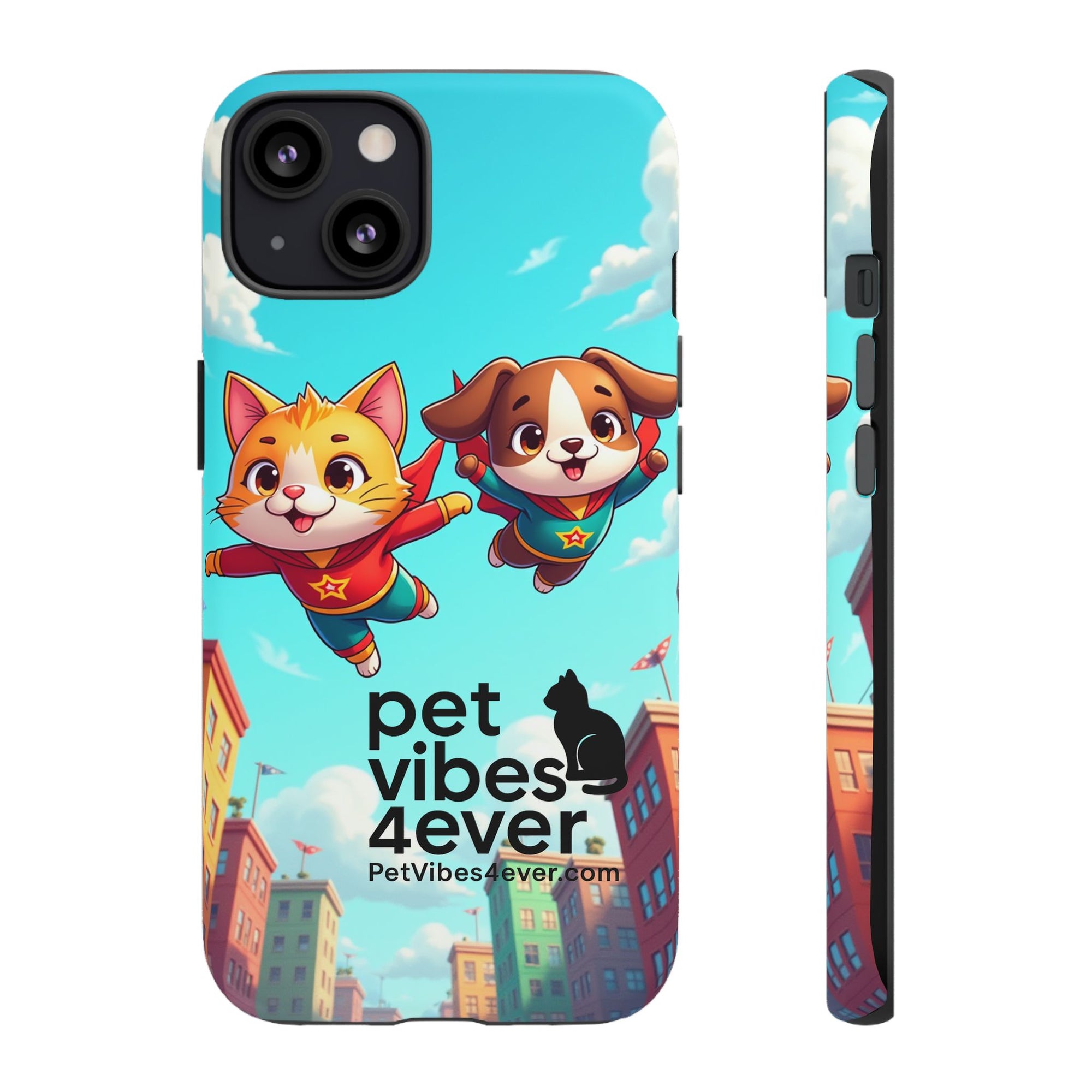 Pet Vibes Phone Case - Playful Cat and Dog Design, Animal Lover Gift, Cute Pet Accessory, Colorful Phone Cover, Fun Pet Gifts