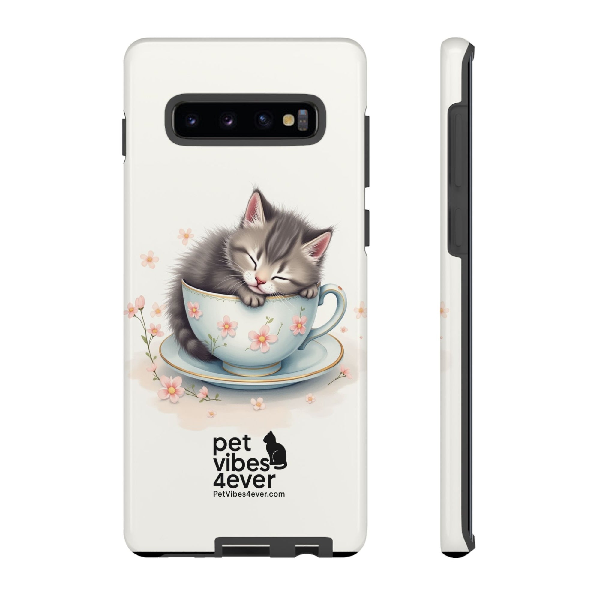 Cute Cat Phone Case, Pet Lover Gift, Soft Kitty Design, Floral Tech Accessory, Unique Animal Case, iPhone Cover, Birthday Present