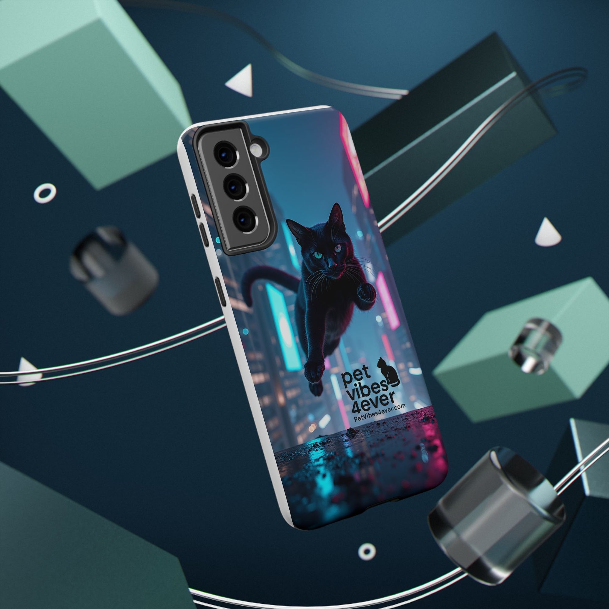 Cat-Themed Phone Case with Pet Vibes Design, Impact-Resistant Phone Case, Gift for Cat Lovers, Cute Pet Merchandise, Stylish Phone Accessory