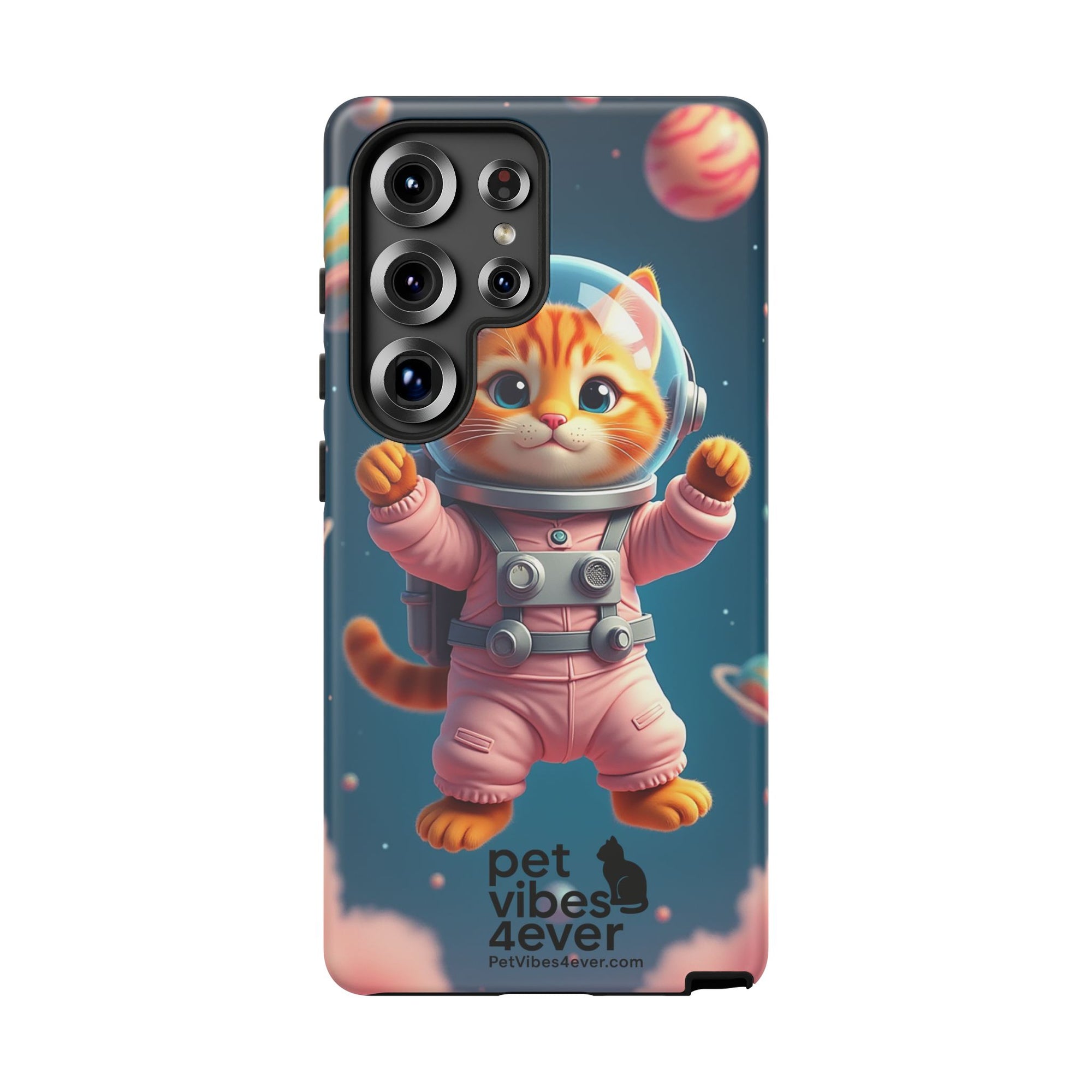 Cute Cat Phone Case, Astronaut Cat Case, Pet Lover Gift, Space Theme Accessories, Galaxy Cat Phone Cover