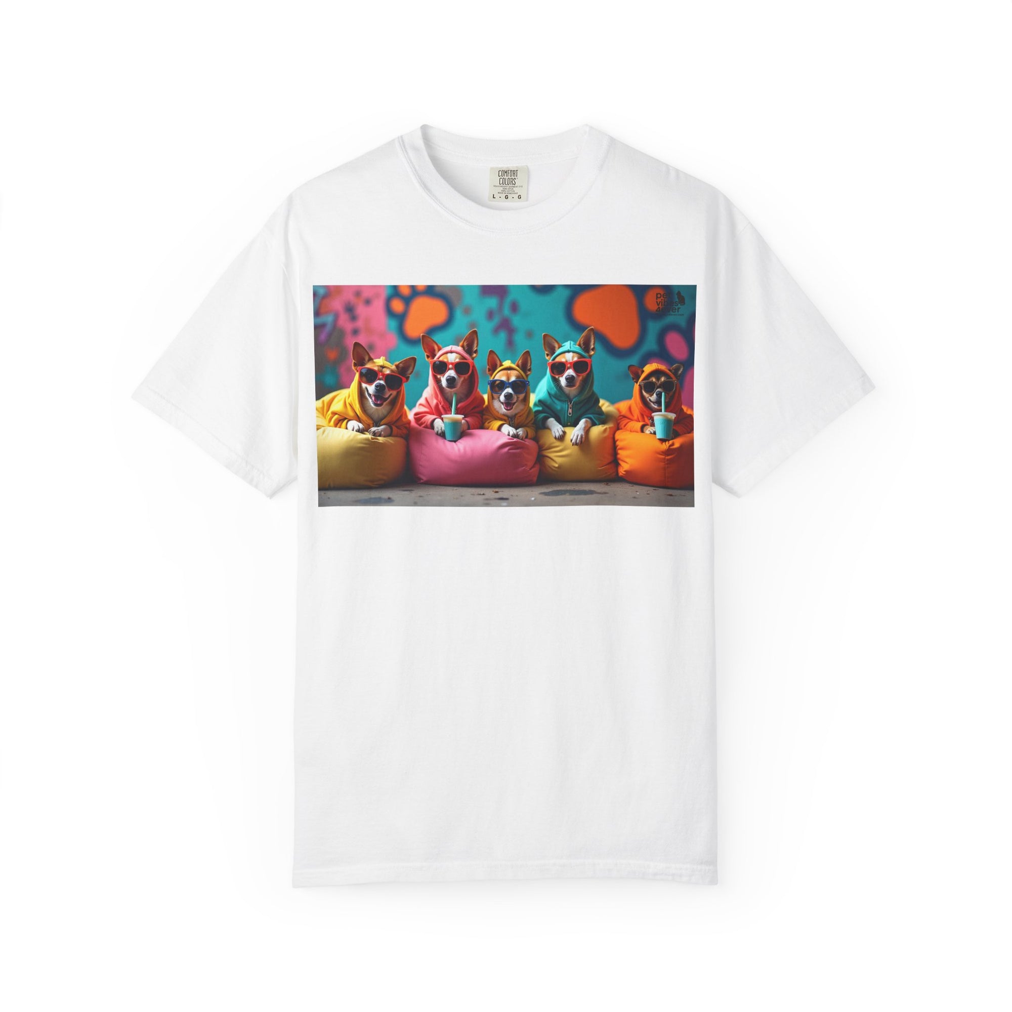 Playful Dog-Themed Unisex Garment-Dyed T-shirt, Pet Lover Gift, Casual Wear, Birthday Party Tee, Colorful Animal Art