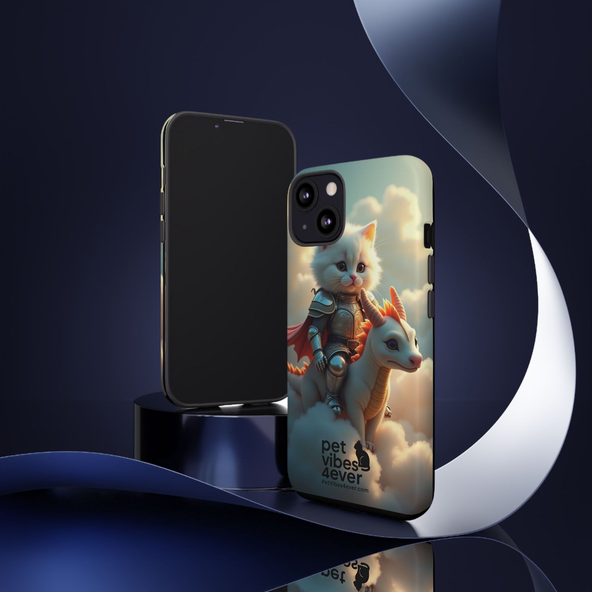 Pet Vibes Phone Case, Cute Cat and Dragon Design, Tough Phone Cover, Gift for Animal Lovers, Unique Pet Themed Accessory