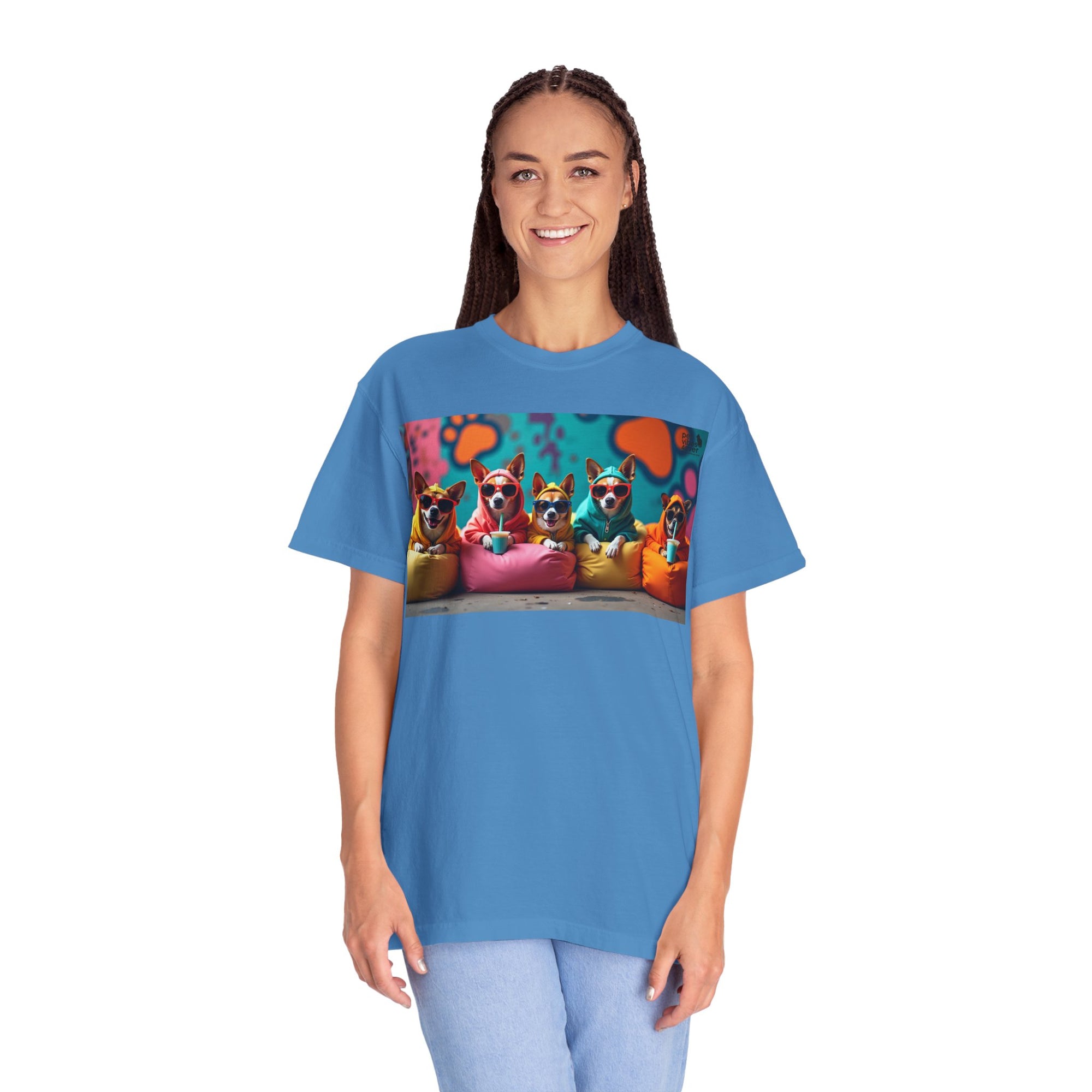 Playful Dog-Themed Unisex Garment-Dyed T-shirt, Pet Lover Gift, Casual Wear, Birthday Party Tee, Colorful Animal Art