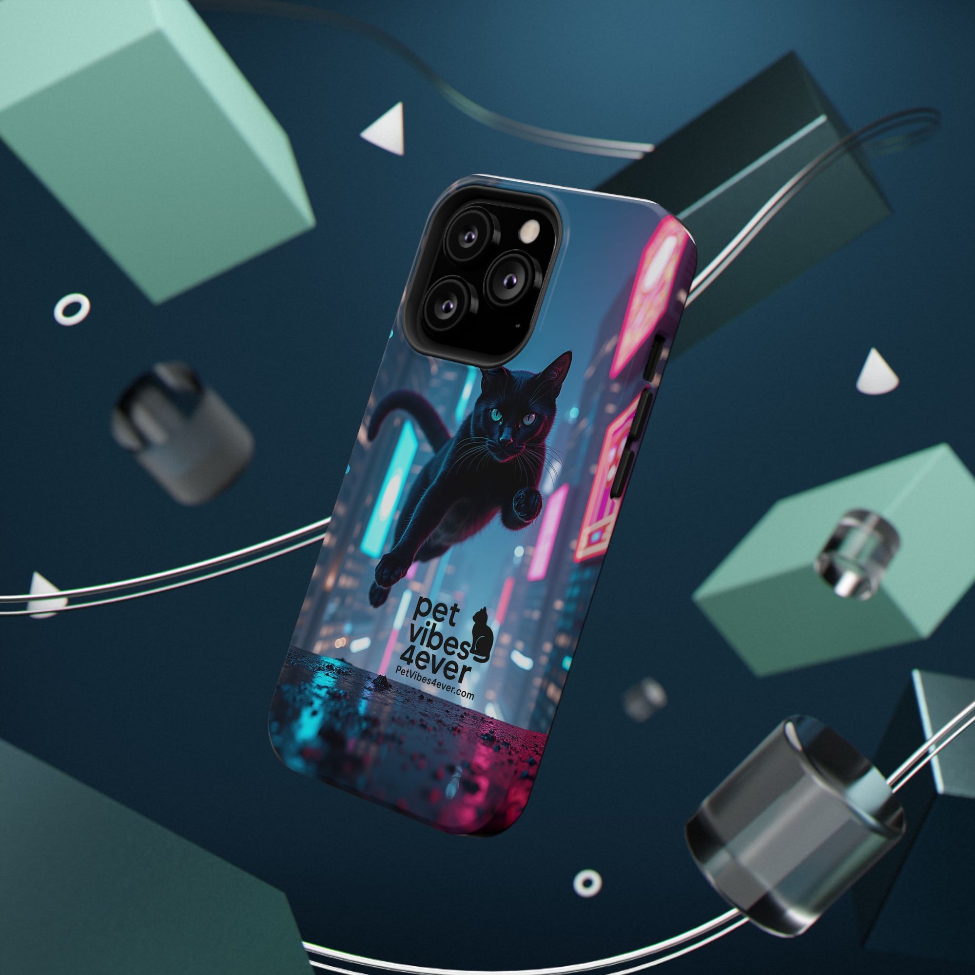 Cat-Themed Phone Case with Pet Vibes Design, Impact-Resistant Phone Case, Gift for Cat Lovers, Cute Pet Merchandise, Stylish Phone Accessory