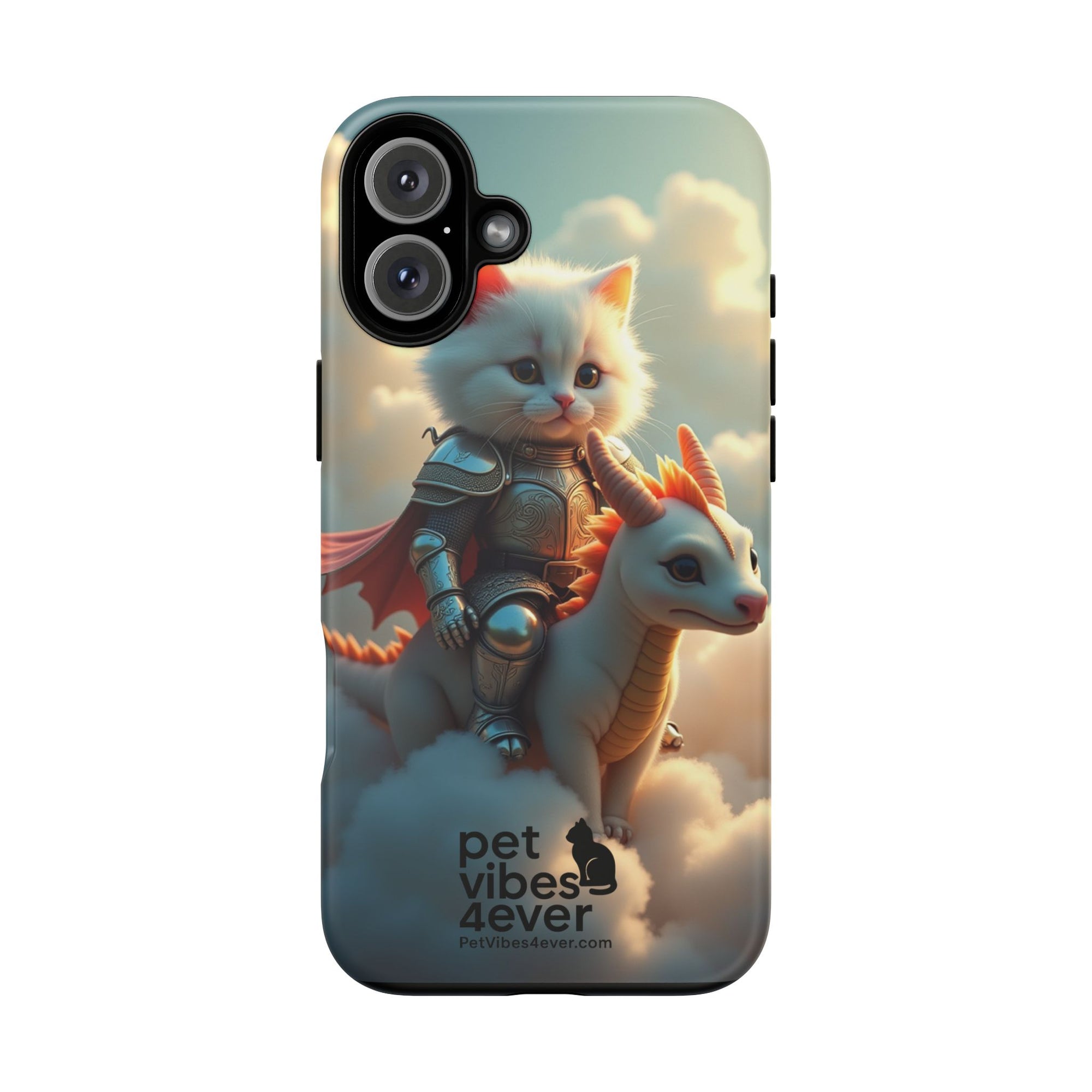 Pet Vibes Phone Case, Cute Cat and Dragon Design, Tough Phone Cover, Gift for Animal Lovers, Unique Pet Themed Accessory