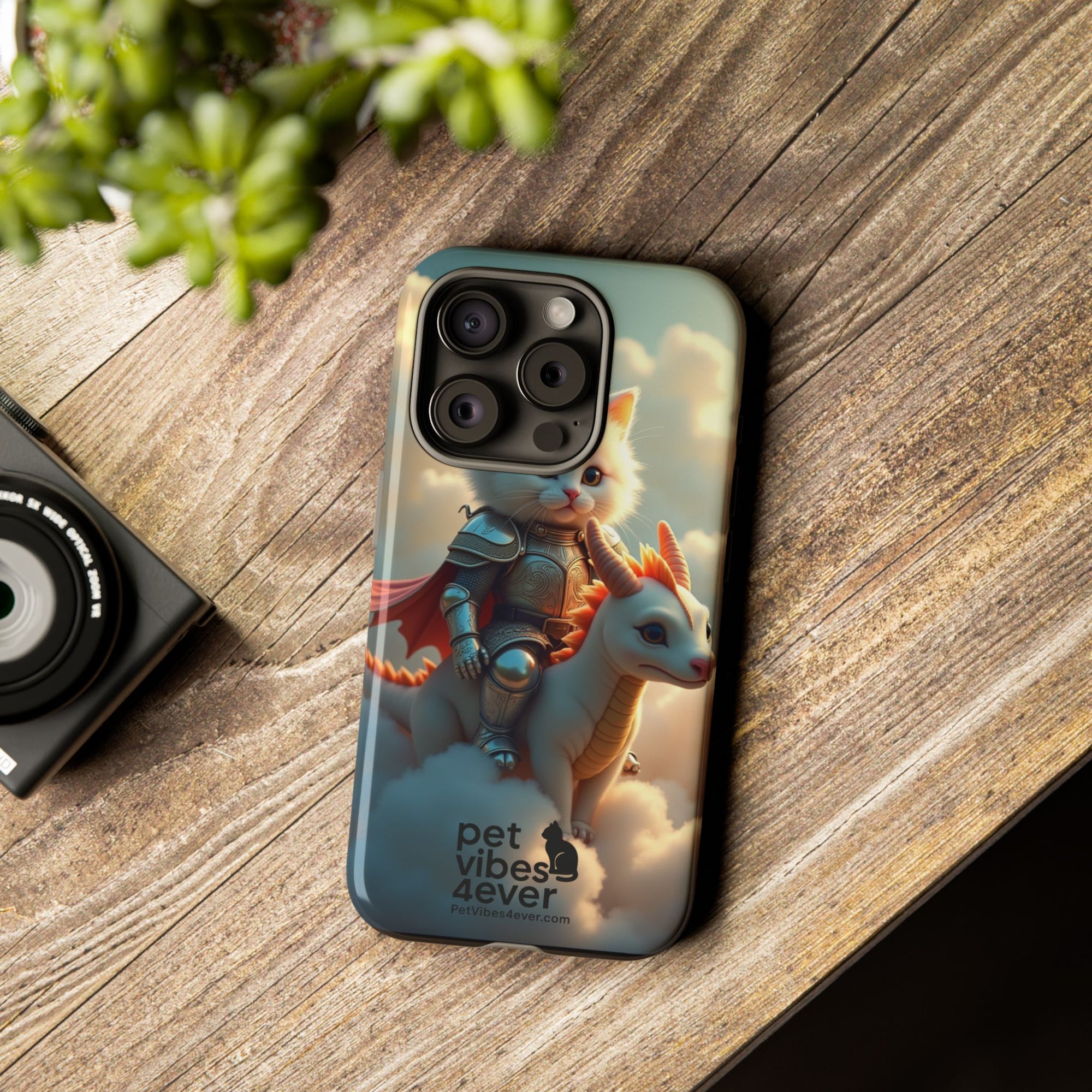 Pet Vibes Phone Case, Cute Cat and Dragon Design, Tough Phone Cover, Gift for Animal Lovers, Unique Pet Themed Accessory