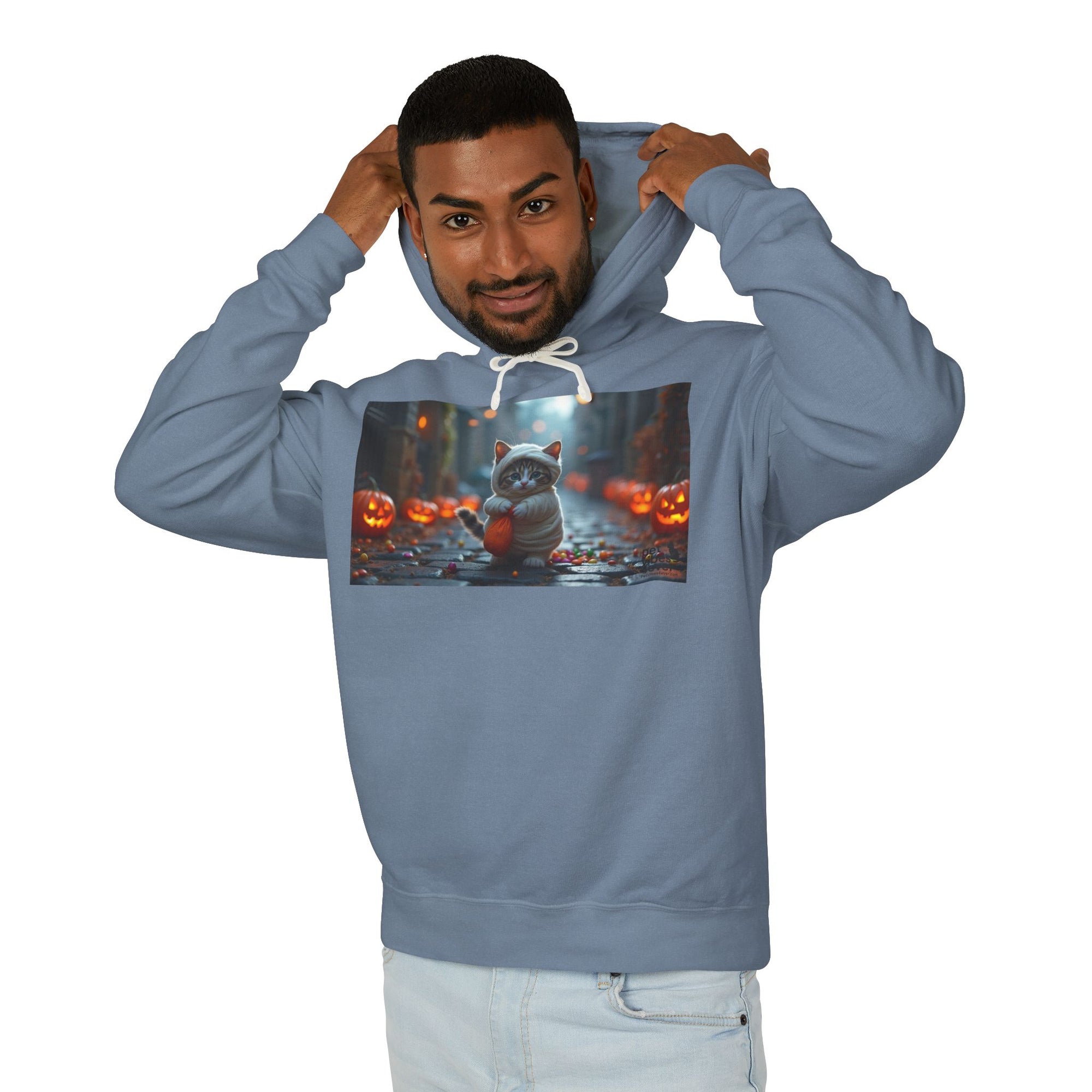 Halloween Cat Unisex Hoodie, Cozy Sweatshirt for Fall, Cute Pumpkin Design, Gift for Cat Lovers, Perfect for Halloween