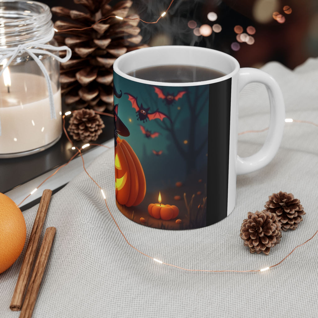 Halloween Cat Ceramic Mug, Cute Black Cat Mug, Pumpkin Mug, Seasonal Drinkware, Halloween Gift, Cozy Fall Decor