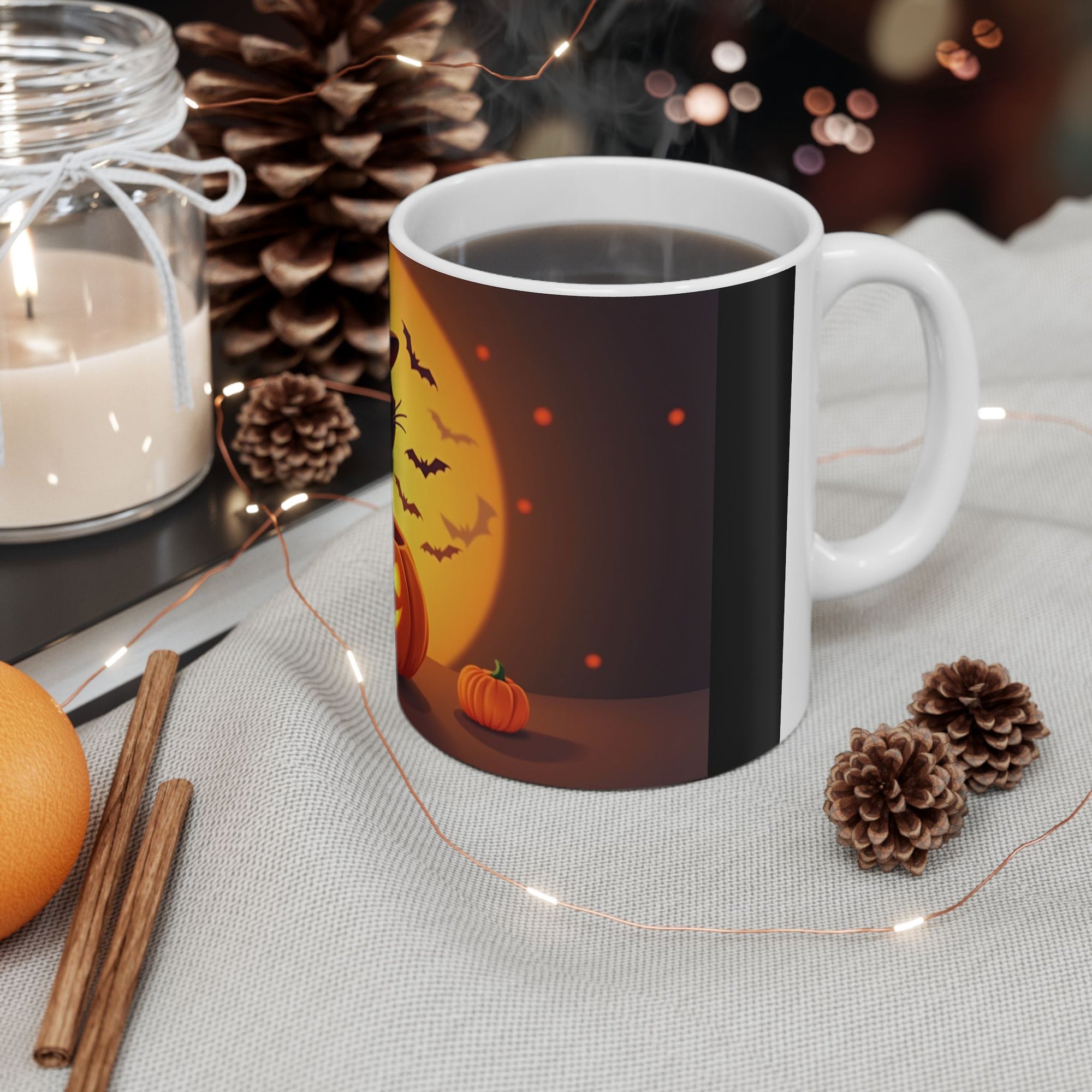 Halloween Cat Ceramic Mug - Cute Black Cat, Pumpkin Design, Coffee Mug, Halloween Decor, Cat Lover Gift, Spooky Season