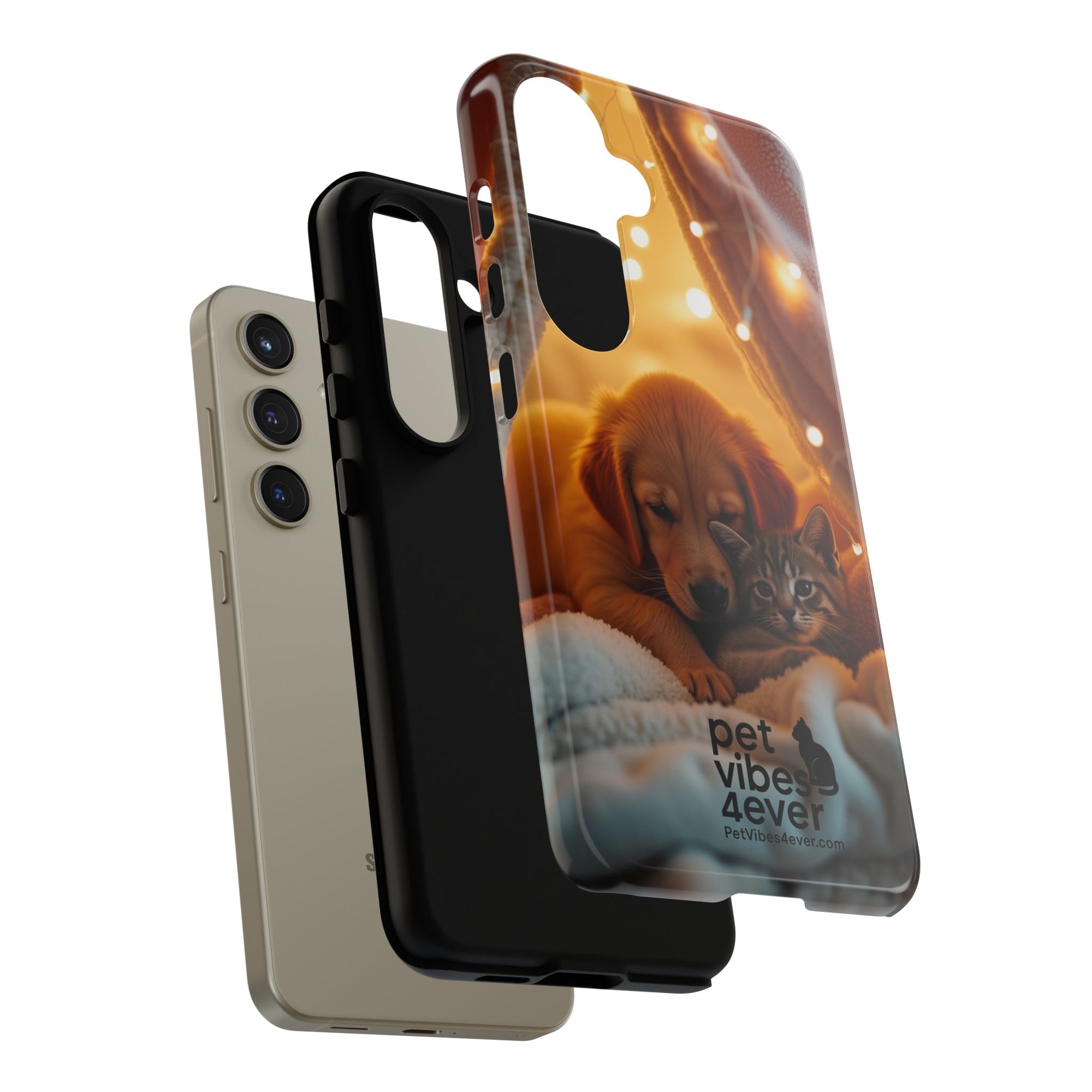Pet Vibes Phone Case - Cute Dog & Cat Design, Animal Lover Gift, Customizable Pet Phone Cover, Collage Print Case for Kids