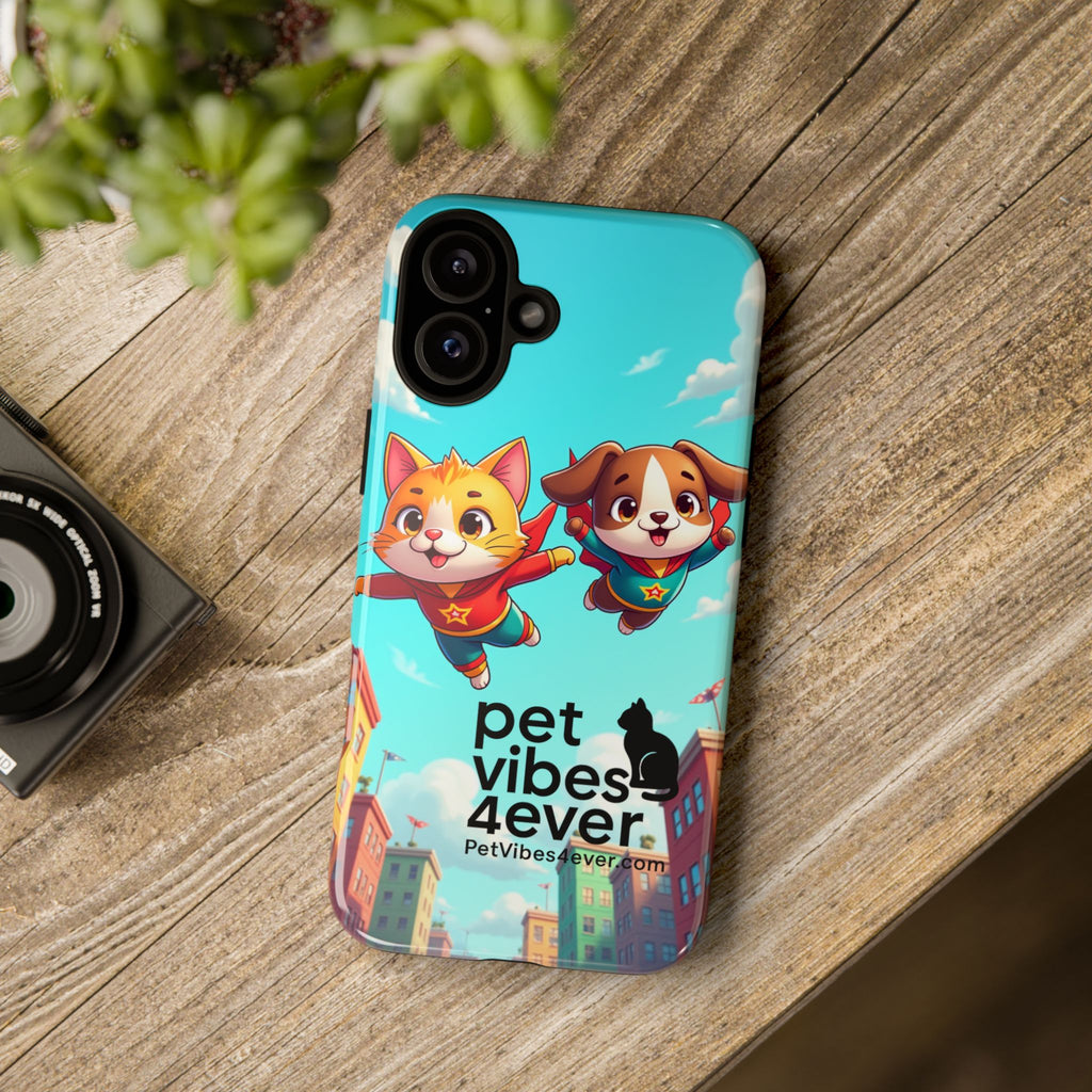 Pet Vibes Phone Case - Playful Cat and Dog Design, Animal Lover Gift, Cute Pet Accessory, Colorful Phone Cover, Fun Pet Gifts