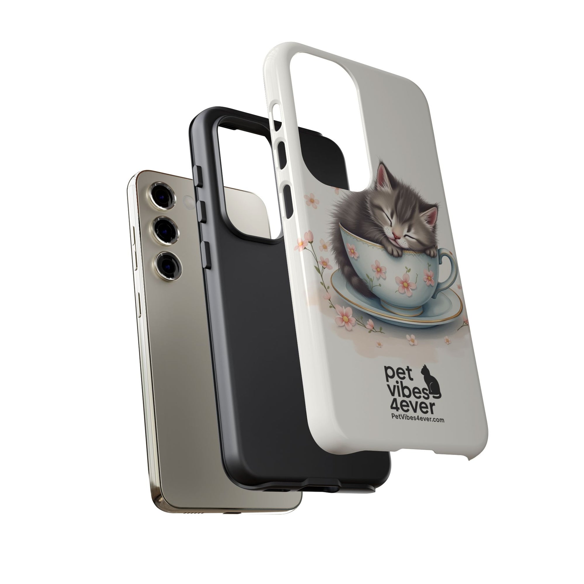 Cute Cat Phone Case, Pet Lover Gift, Soft Kitty Design, Floral Tech Accessory, Unique Animal Case, iPhone Cover, Birthday Present