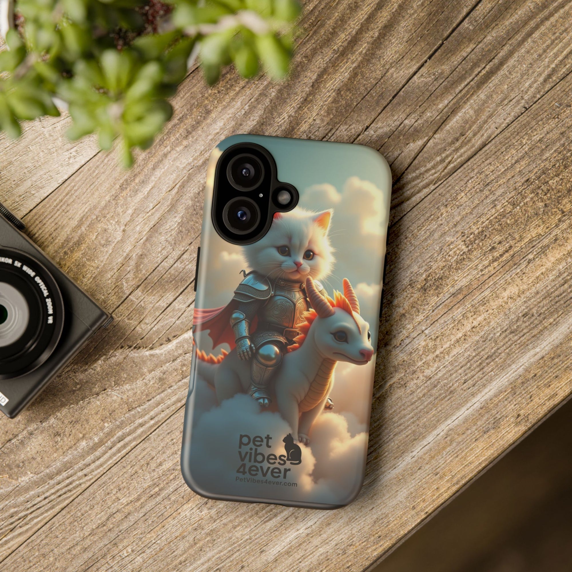 Pet Vibes Phone Case, Cute Cat and Dragon Design, Tough Phone Cover, Gift for Animal Lovers, Unique Pet Themed Accessory