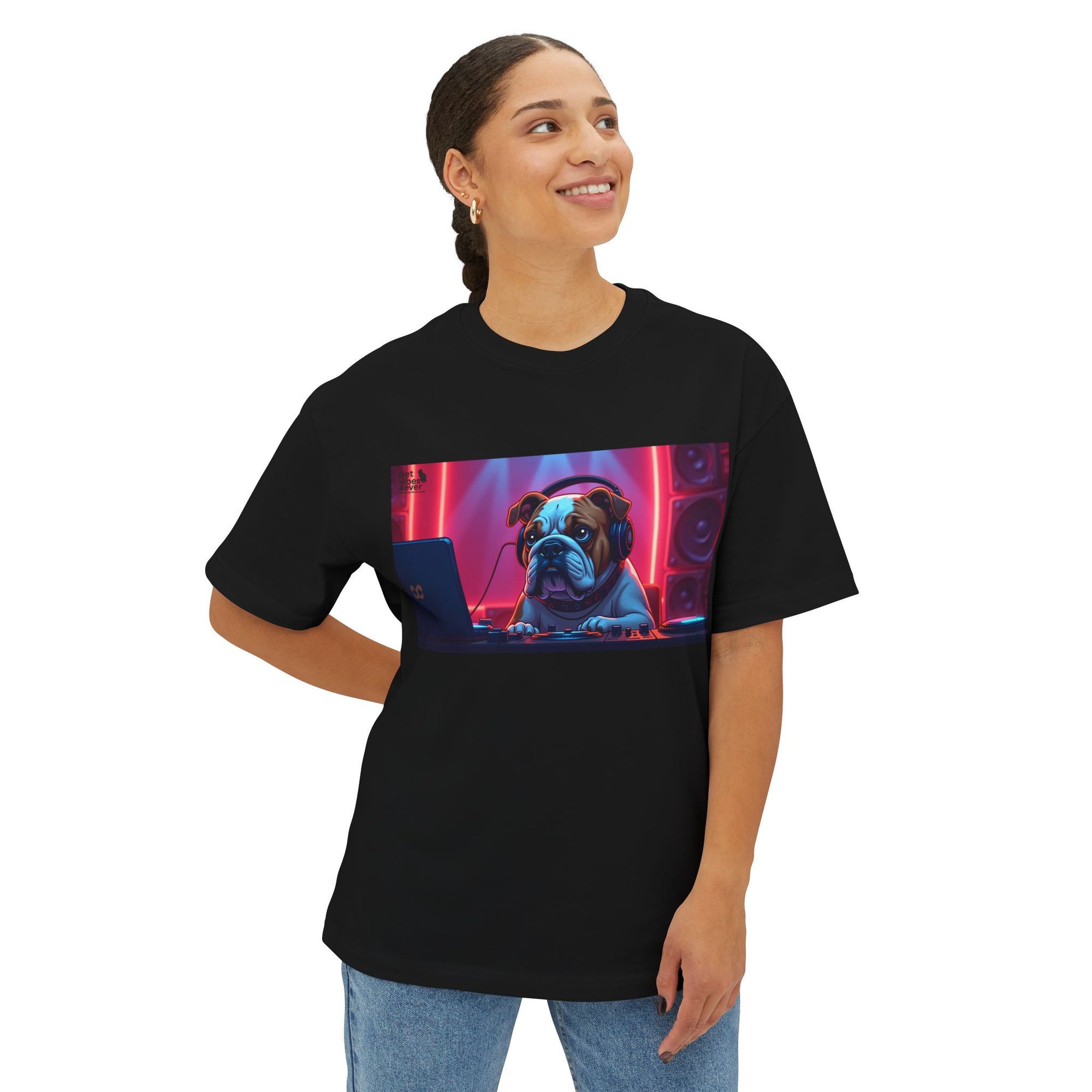 DJ Dog Graphic Tee, Trendy Unisex Oversized T-Shirt, Music Lover Gift, Casual Streetwear, Pet Lover Apparel