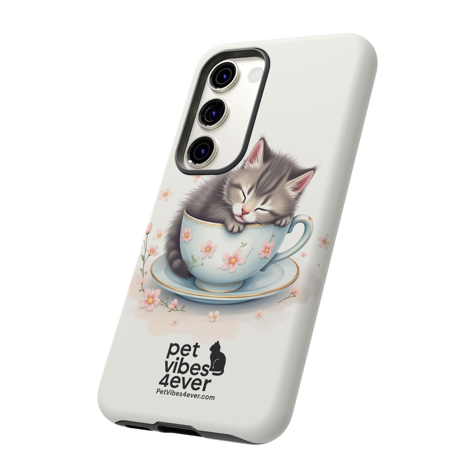 Cute Cat Phone Case, Pet Lover Gift, Soft Kitty Design, Floral Tech Accessory, Unique Animal Case, iPhone Cover, Birthday Present