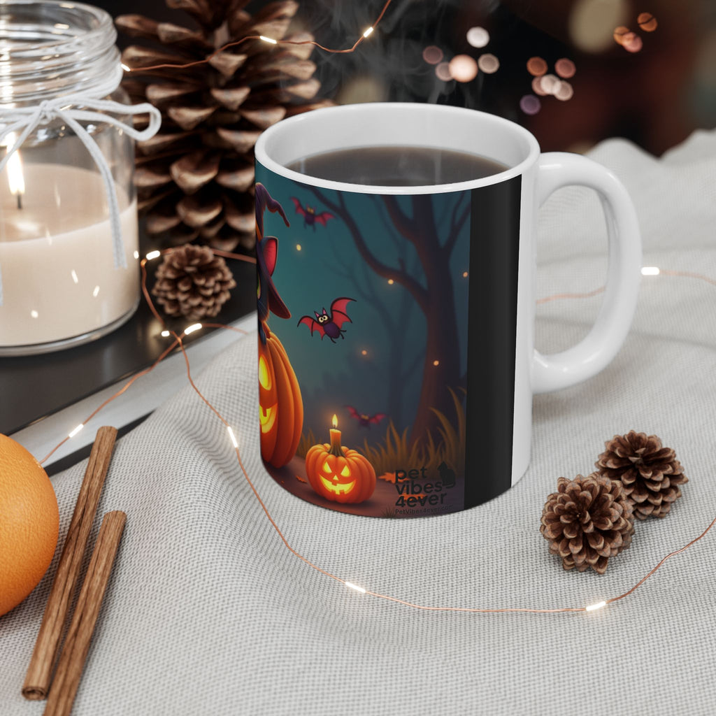 Spooktacular Halloween Cat Mug, Cute Black Cat Mug, Halloween Decor, Pumpkin Mug, Cozy Drinkware, Gift for Cat Lovers