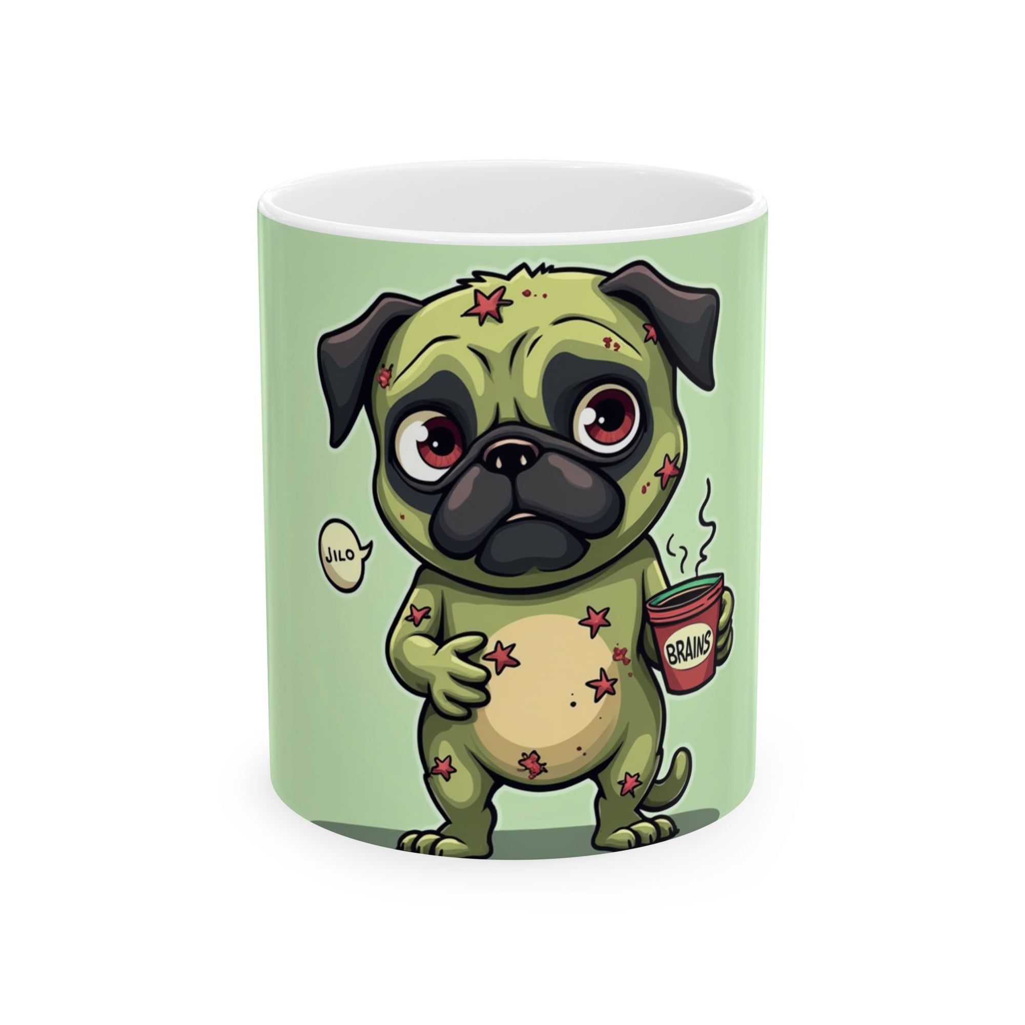 Cute Pug Zombie Mug, Funny Coffee Cup for Pet Lovers, Halloween Gift, Home Decor, Dog Lover's Present