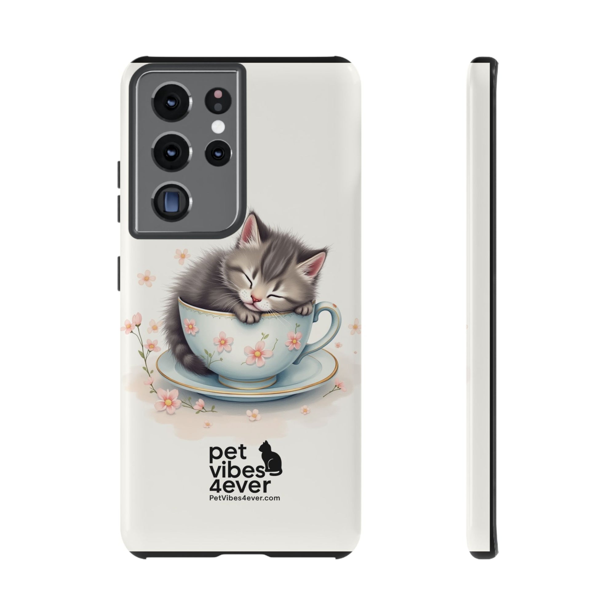 Cute Cat Phone Case, Pet Lover Gift, Soft Kitty Design, Floral Tech Accessory, Unique Animal Case, iPhone Cover, Birthday Present