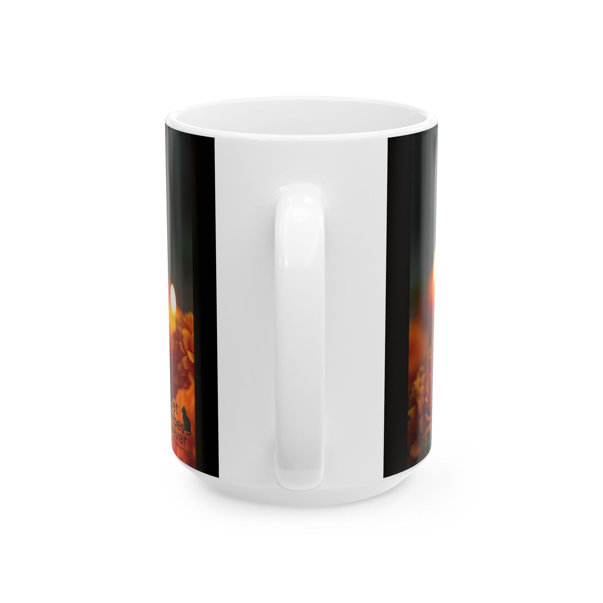 Whimsical Cat Ceramic Mug - Perfect Gift for Cat Lovers, Halloween Decor, Cozy Coffee Cup, Tea Mug, Floral Design