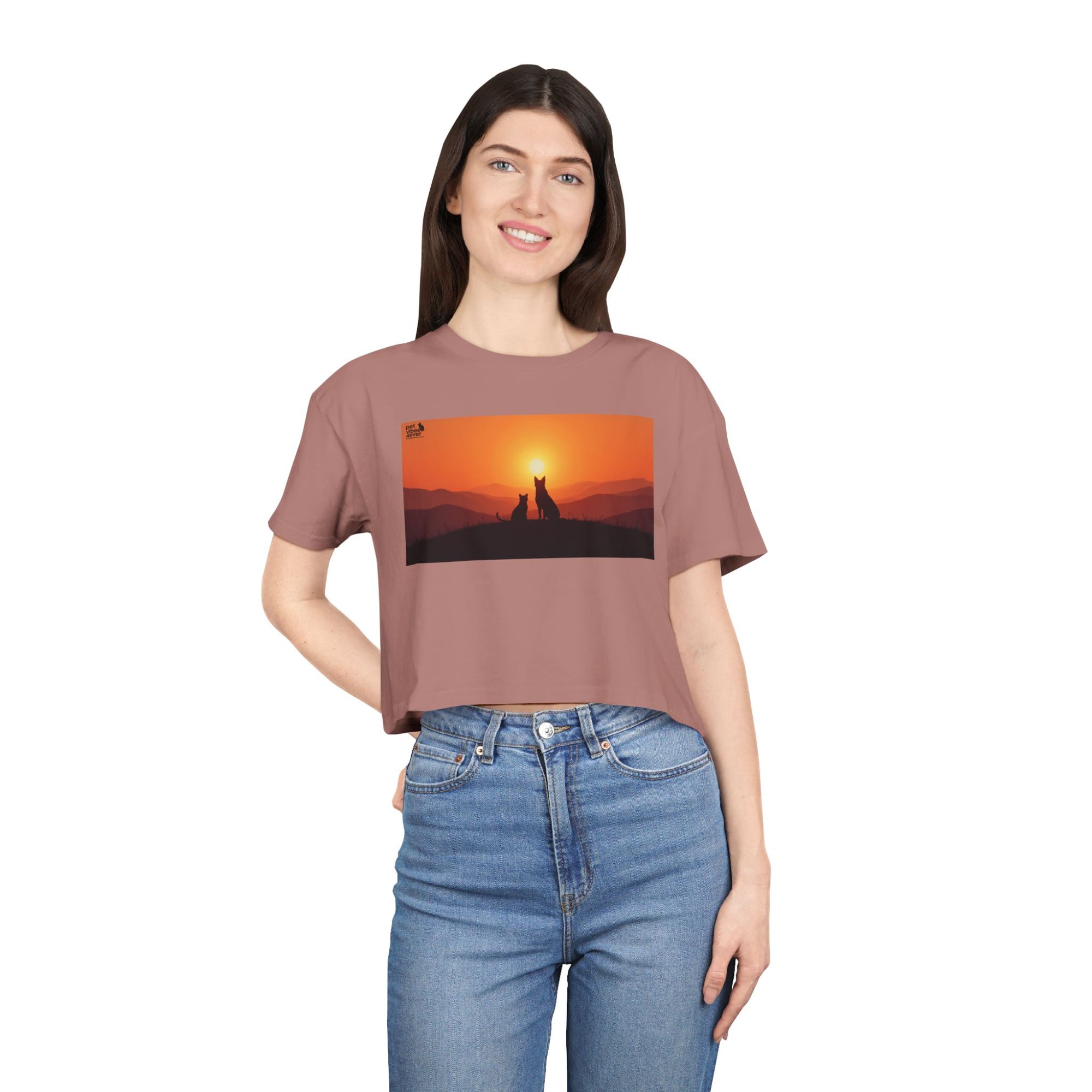 Sunset Lovers Women's Crop Tee, Summer Fashion, Casual Wear, Cute Gift, Nature Tee, Boho Style