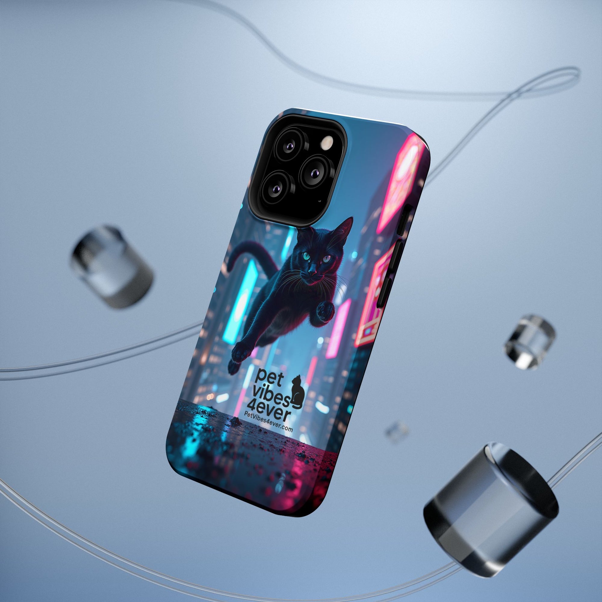 Cat-Themed Phone Case with Pet Vibes Design, Impact-Resistant Phone Case, Gift for Cat Lovers, Cute Pet Merchandise, Stylish Phone Accessory