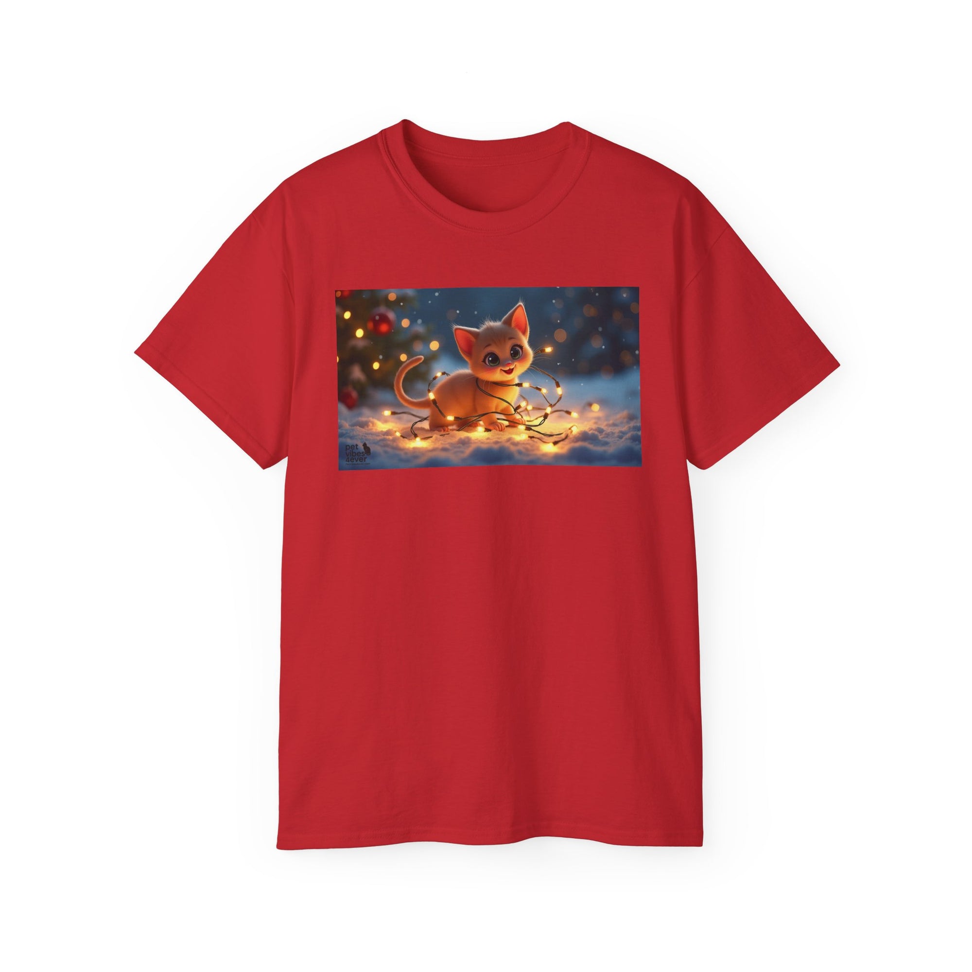 Cute Cat Christmas Tee, Cozy Unisex Cotton Shirt for Cat Lovers, Holiday Gift, Casual Wear, Festive Apparel
