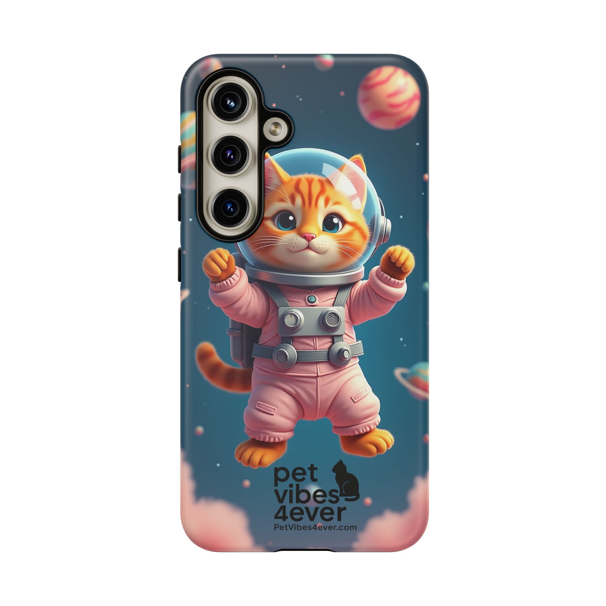 Cute Cat Phone Case, Astronaut Cat Case, Pet Lover Gift, Space Theme Accessories, Galaxy Cat Phone Cover