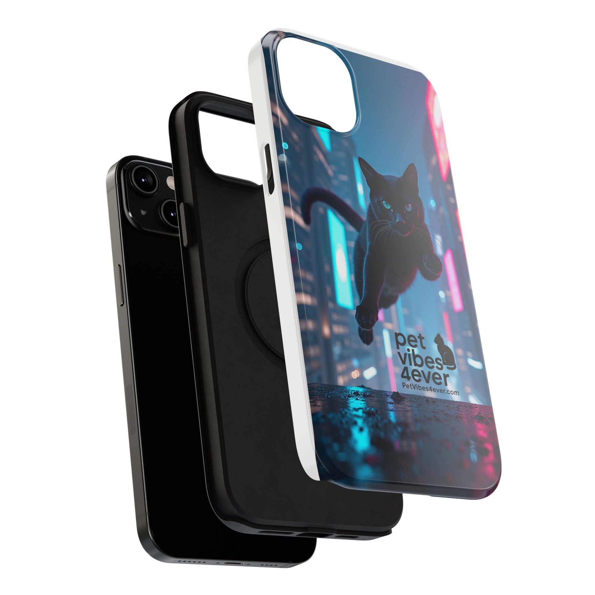 Cat-Themed Phone Case with Pet Vibes Design, Impact-Resistant Phone Case, Gift for Cat Lovers, Cute Pet Merchandise, Stylish Phone Accessory