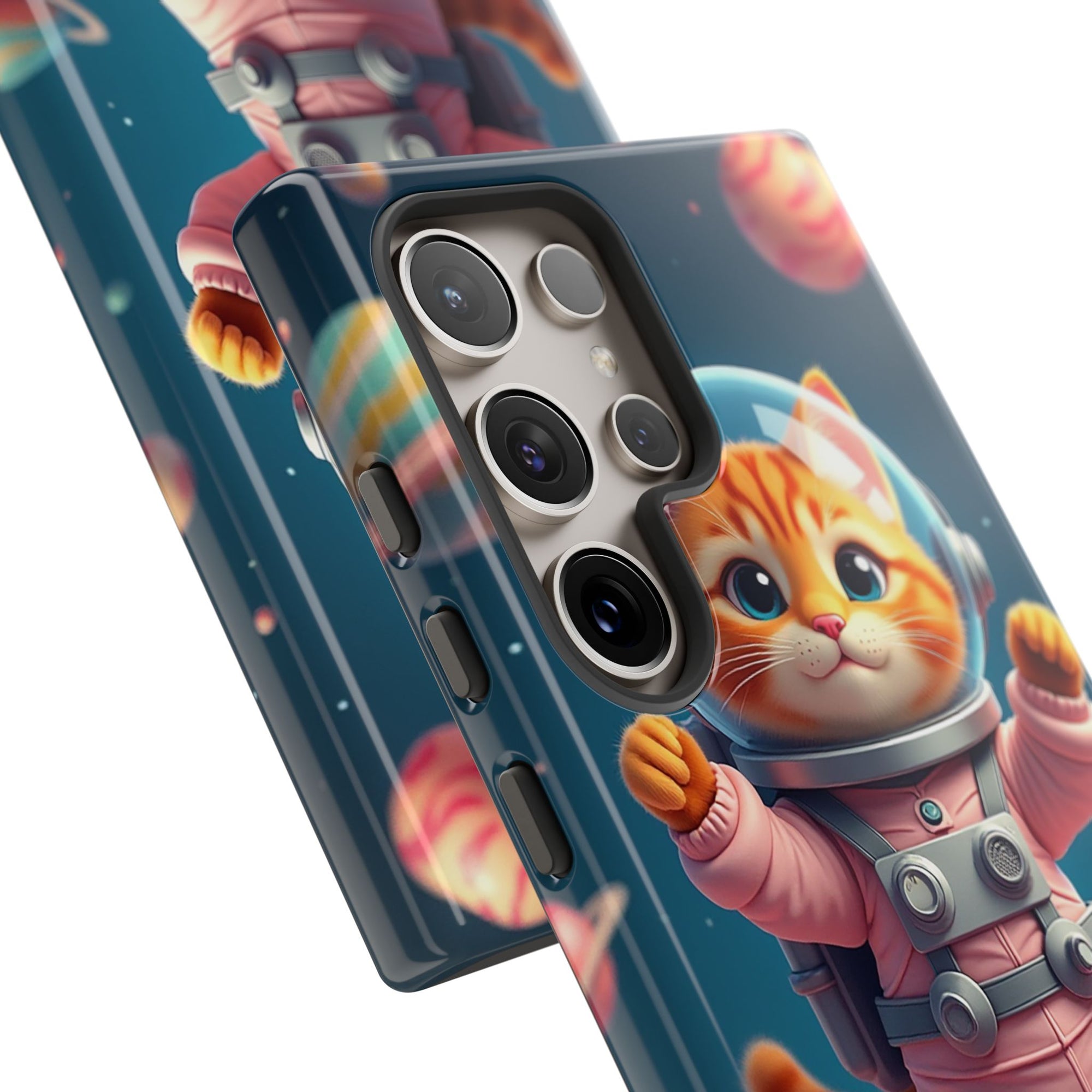 Cute Cat Phone Case, Astronaut Cat Case, Pet Lover Gift, Space Theme Accessories, Galaxy Cat Phone Cover