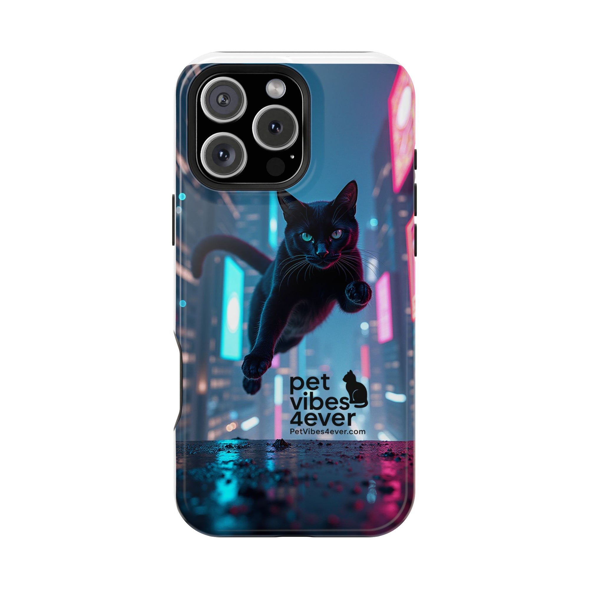 Cat-Themed Phone Case with Pet Vibes Design, Impact-Resistant Phone Case, Gift for Cat Lovers, Cute Pet Merchandise, Stylish Phone Accessory