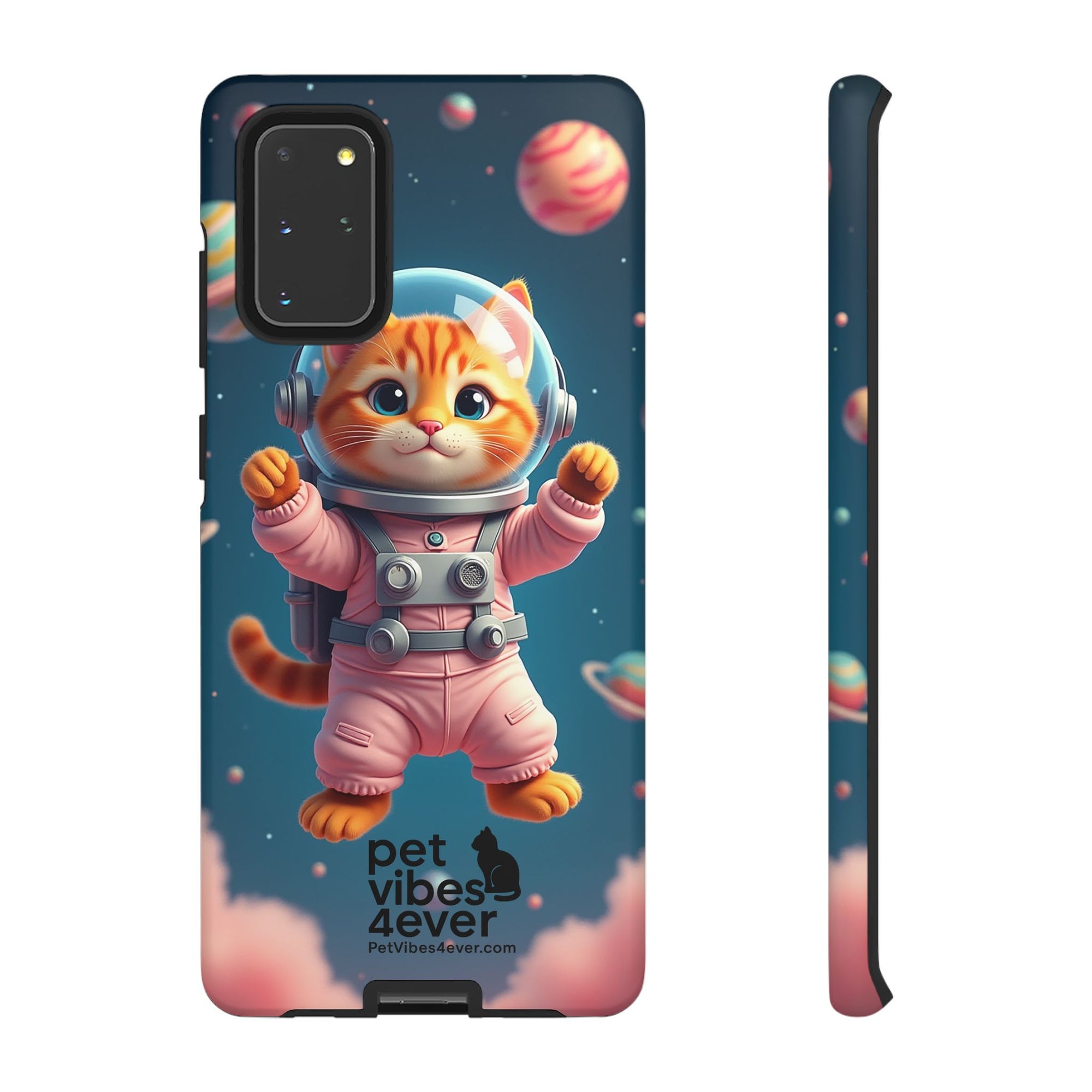 Cute Cat Phone Case, Astronaut Cat Case, Pet Lover Gift, Space Theme Accessories, Galaxy Cat Phone Cover