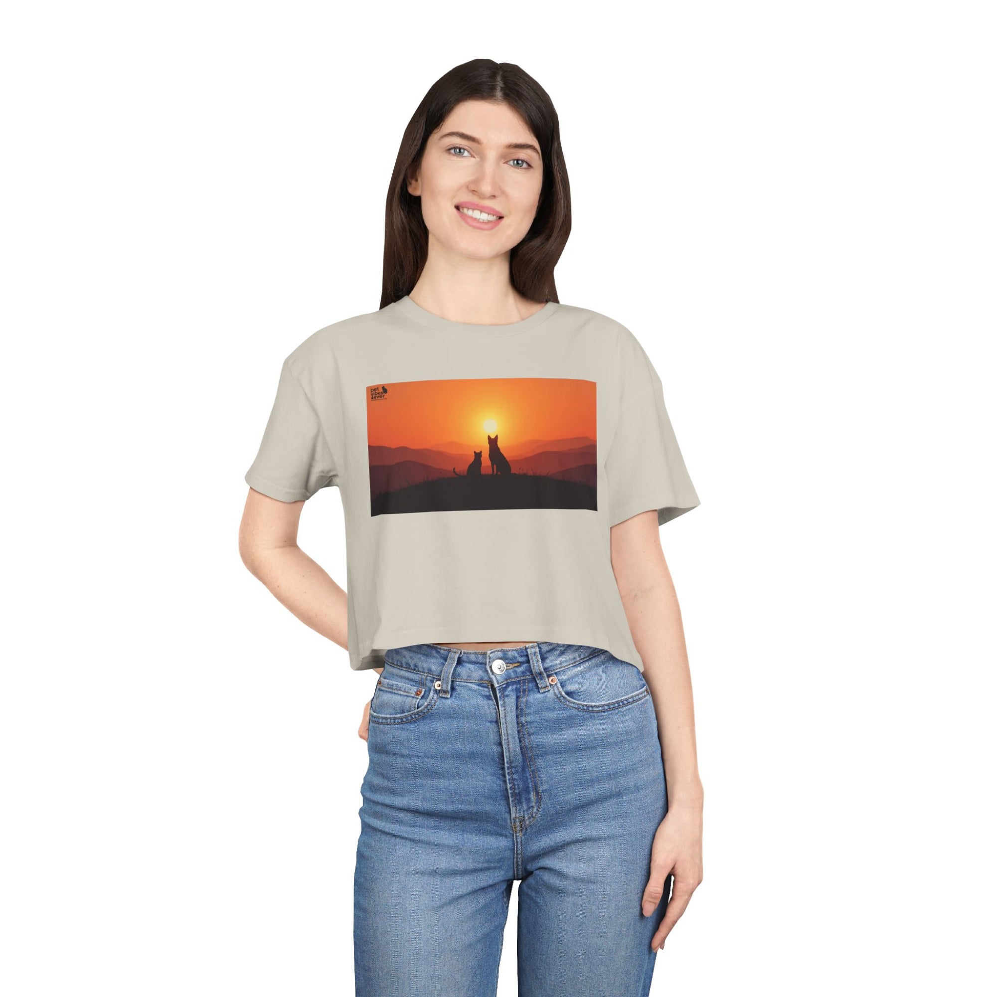 Sunset Lovers Women's Crop Tee, Summer Fashion, Casual Wear, Cute Gift, Nature Tee, Boho Style
