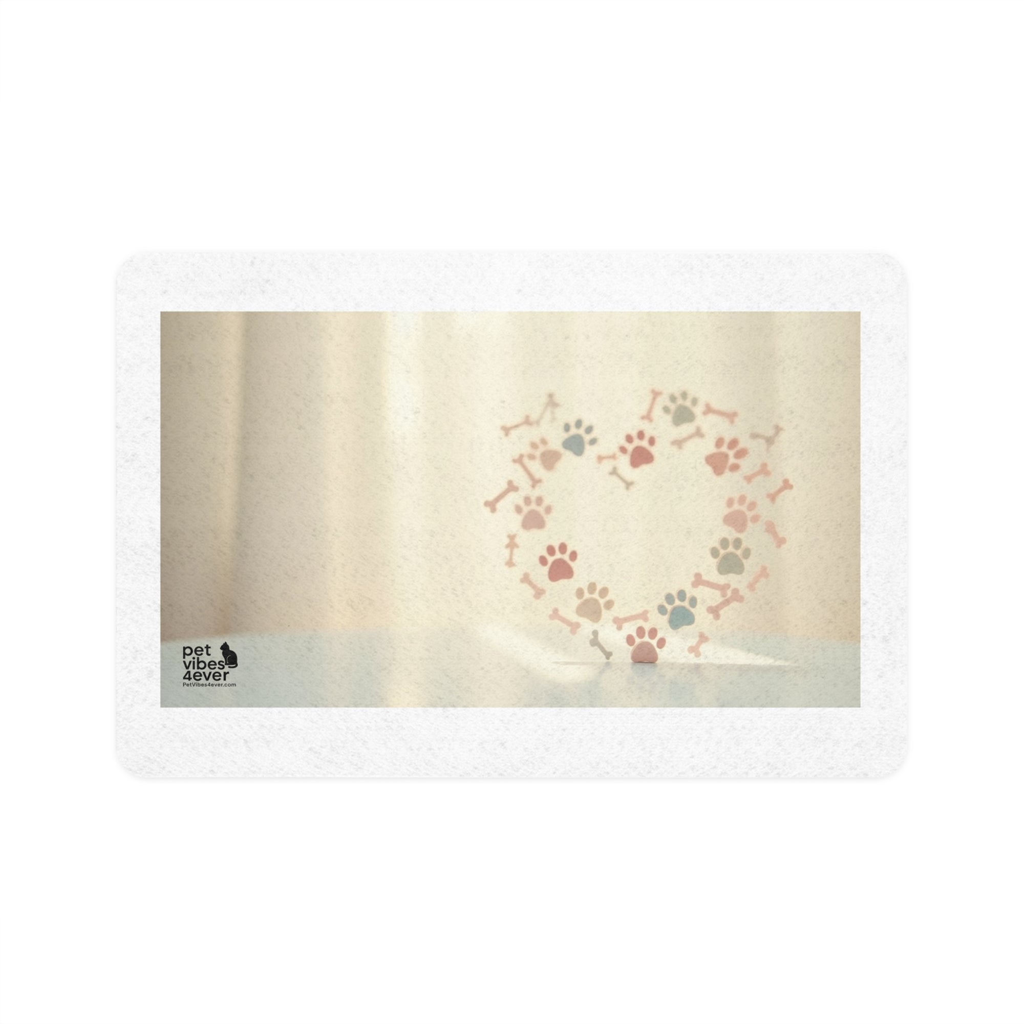 Pet Food Mat with Heart Design, Dog Bowl Placemat, Cat Feeding Mat, Pet Dining Area Decor, Pet Lover Gift
