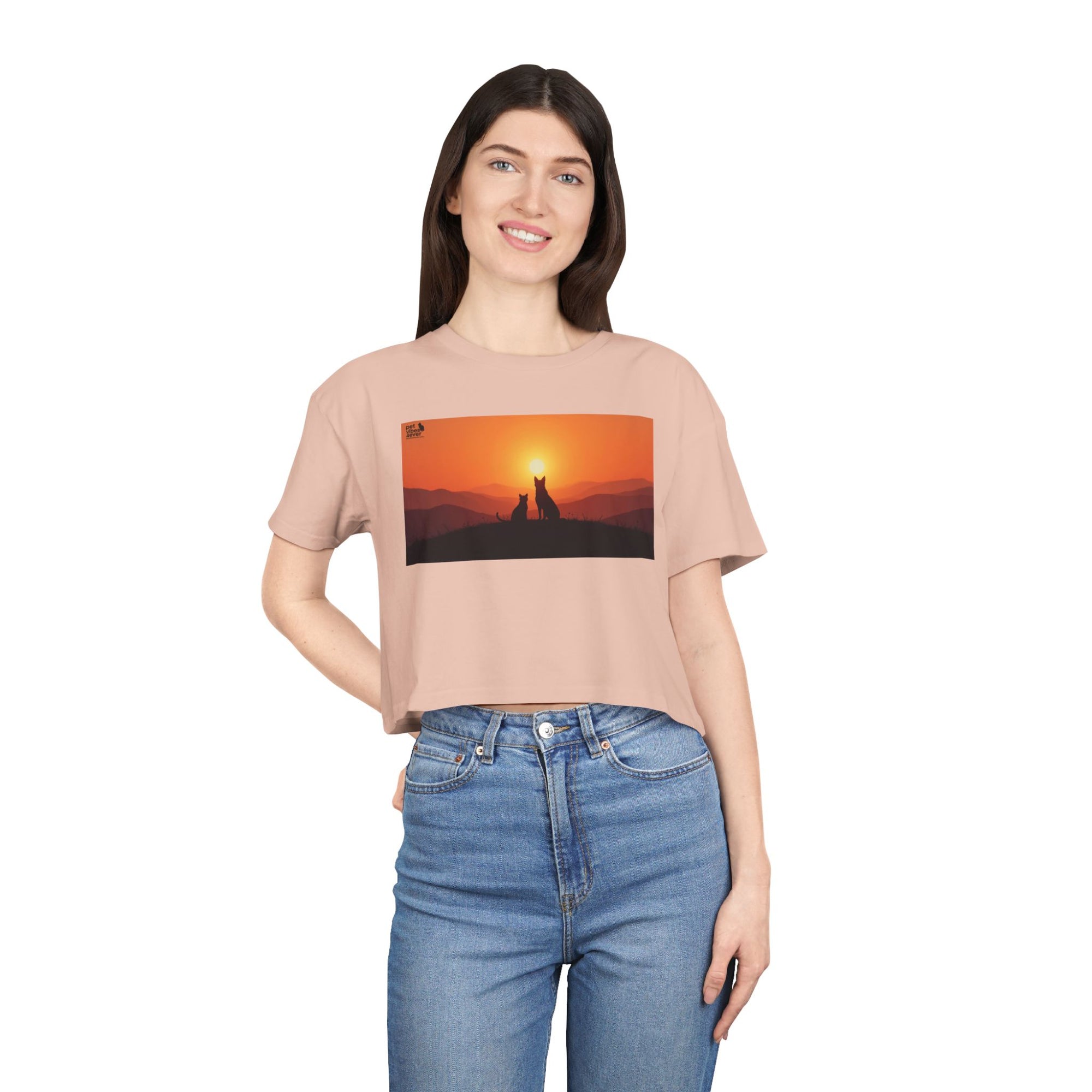 Sunset Lovers Women's Crop Tee, Summer Fashion, Casual Wear, Cute Gift, Nature Tee, Boho Style