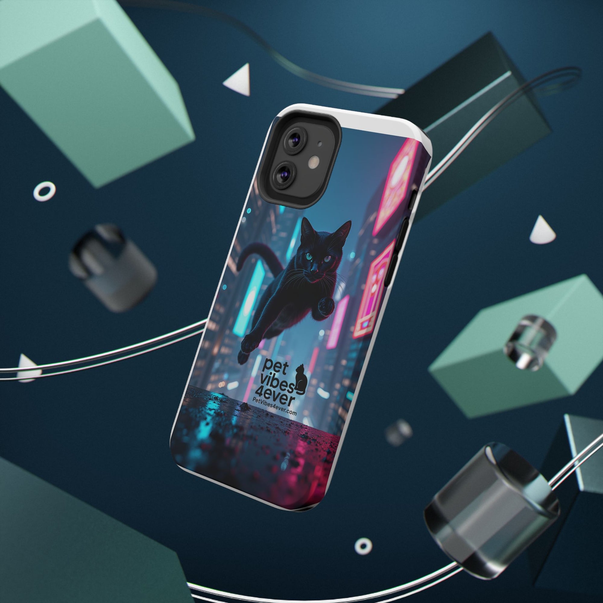 Cat-Themed Phone Case with Pet Vibes Design, Impact-Resistant Phone Case, Gift for Cat Lovers, Cute Pet Merchandise, Stylish Phone Accessory
