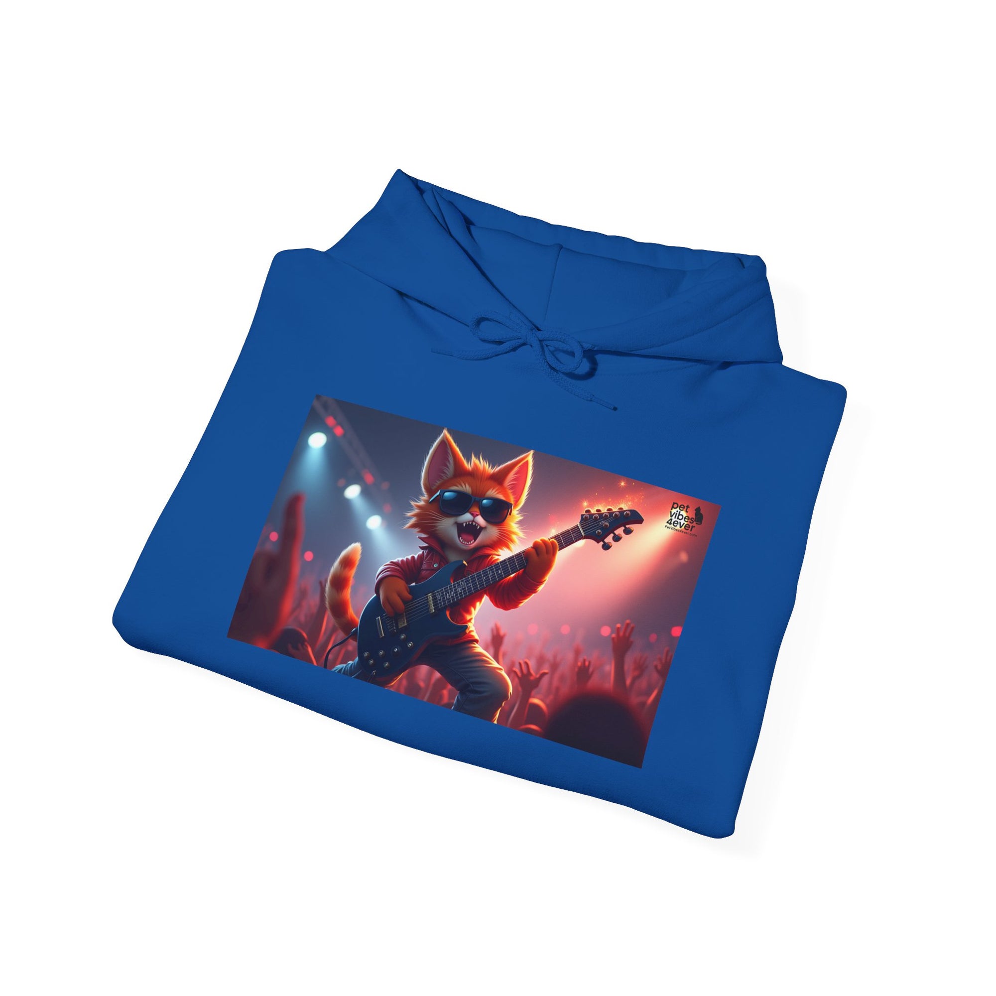 Funky Cat Hoodie - Unisex Heavy Blend Sweatshirt, Cool Graphic Hoodie, Perfect Gift for Cat Lovers, Concert Apparel, Cozy Style