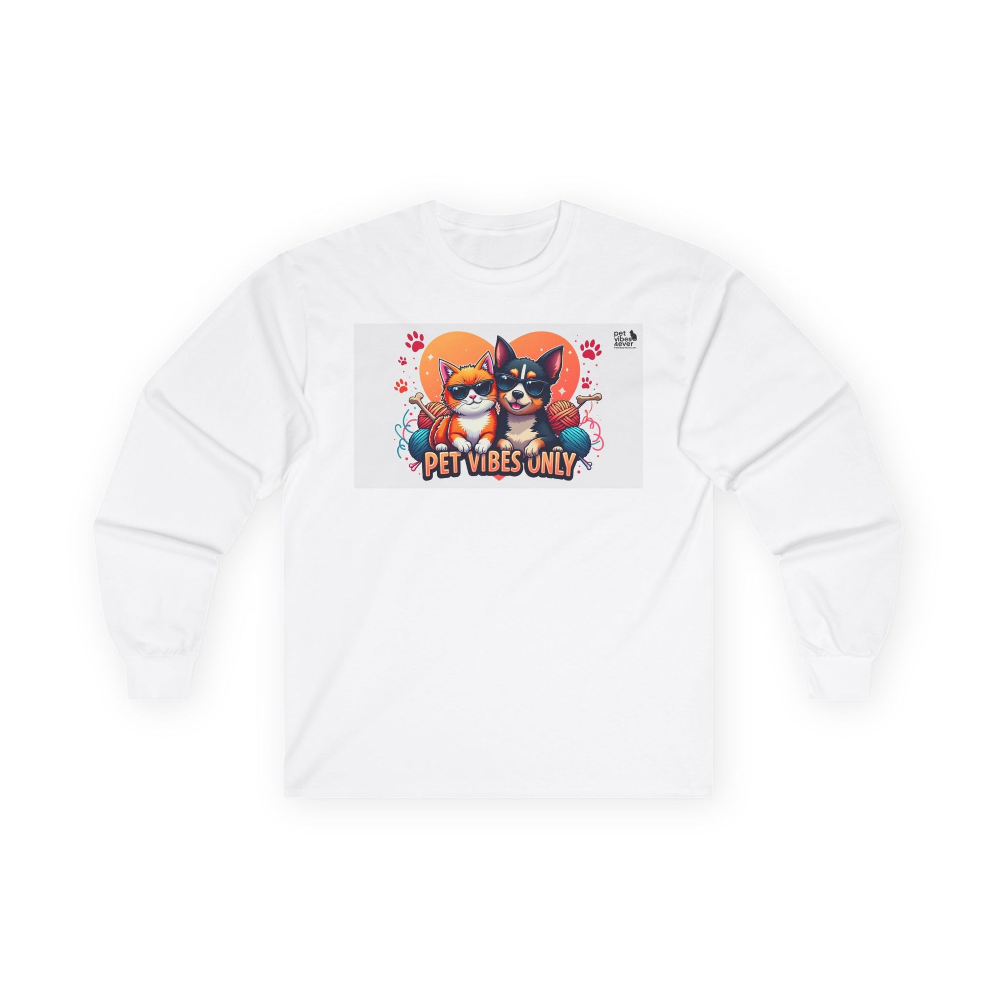 Cute Pet Vibes Long Sleeve Tee, Animal Lover Gift, Cat and Dog Tee, Fun Casual Wear, Perfect for Pet Owners