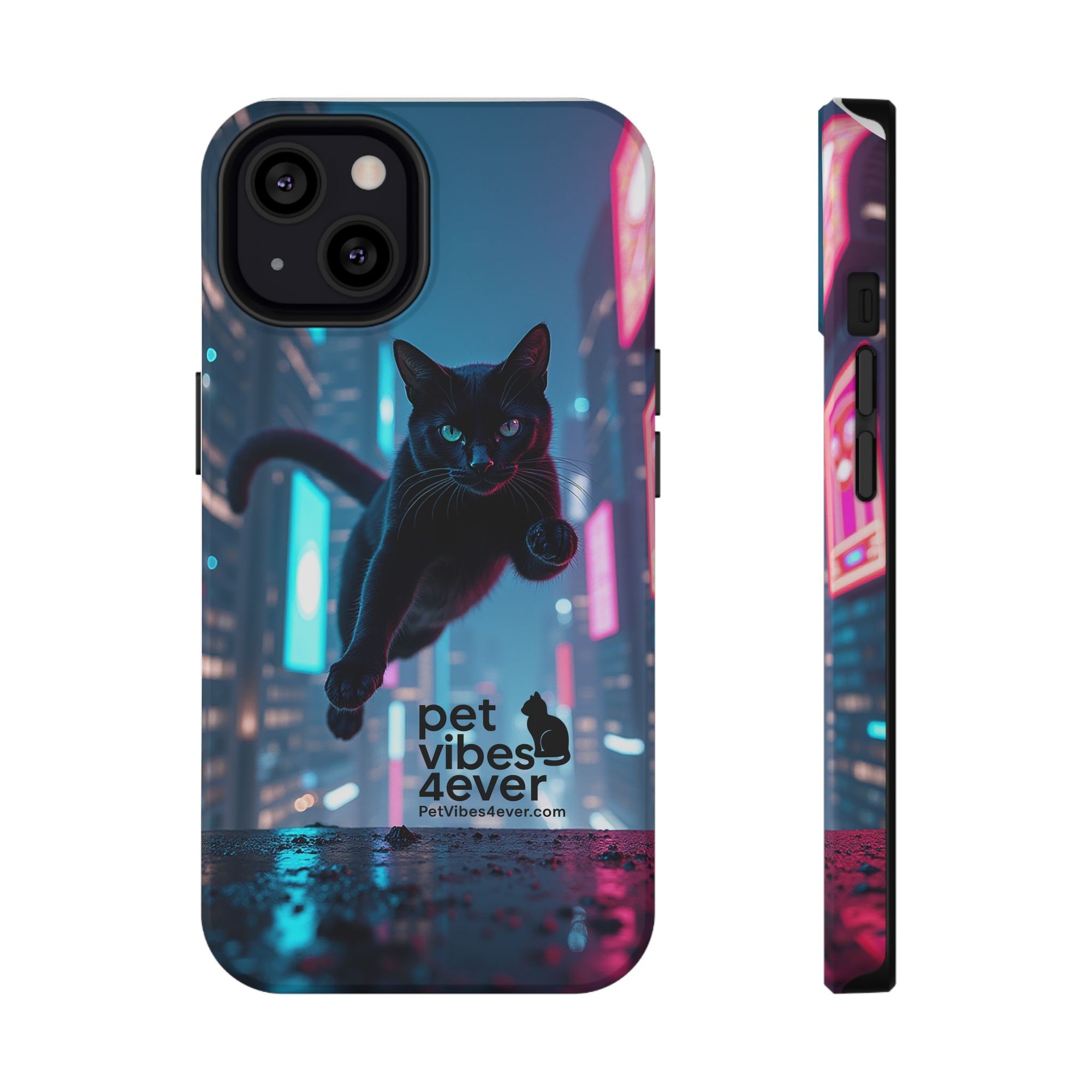 Cat-Themed Phone Case with Pet Vibes Design, Impact-Resistant Phone Case, Gift for Cat Lovers, Cute Pet Merchandise, Stylish Phone Accessory