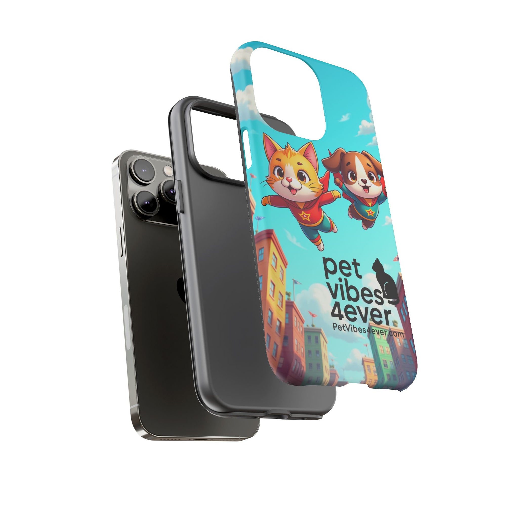 Pet Vibes Phone Case - Playful Cat and Dog Design, Animal Lover Gift, Cute Pet Accessory, Colorful Phone Cover, Fun Pet Gifts
