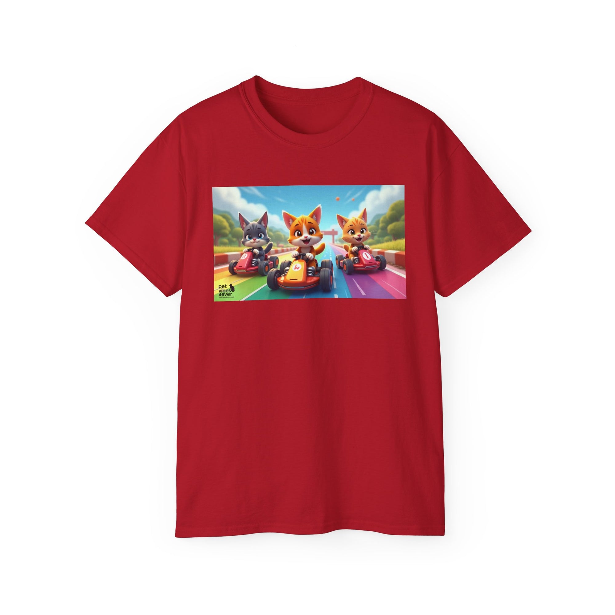 Cartoon Racing Friends Unisex Tee, Fun Gift for Gamers, Kid-Approved Style, Birthday Present, Family Game Night Apparel
