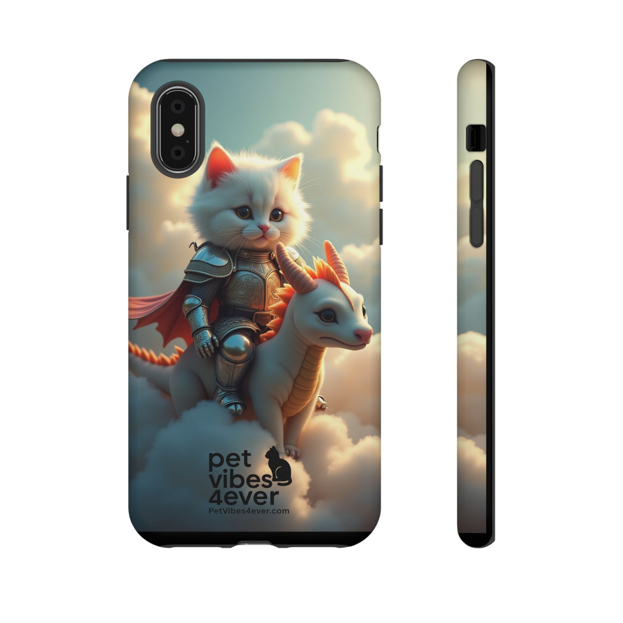 Pet Vibes Phone Case, Cute Cat and Dragon Design, Tough Phone Cover, Gift for Animal Lovers, Unique Pet Themed Accessory