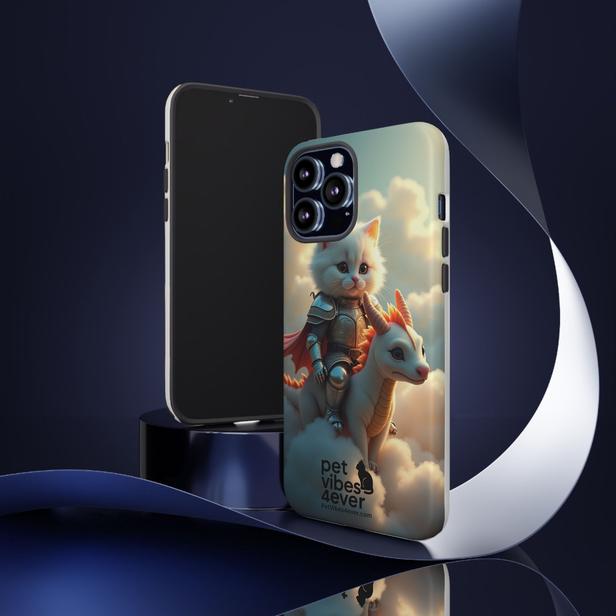 Pet Vibes Phone Case, Cute Cat and Dragon Design, Tough Phone Cover, Gift for Animal Lovers, Unique Pet Themed Accessory