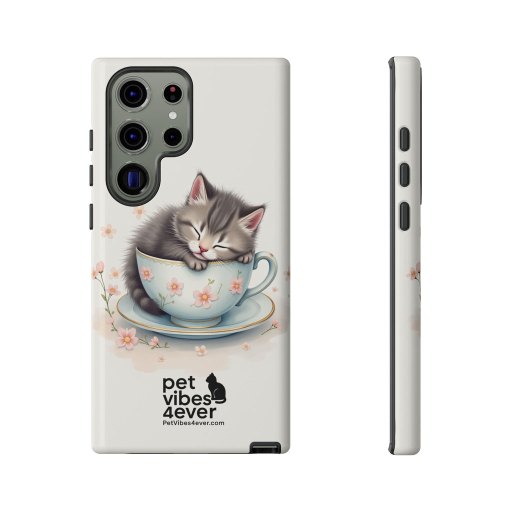 Cute Cat Phone Case, Pet Lover Gift, Soft Kitty Design, Floral Tech Accessory, Unique Animal Case, iPhone Cover, Birthday Present