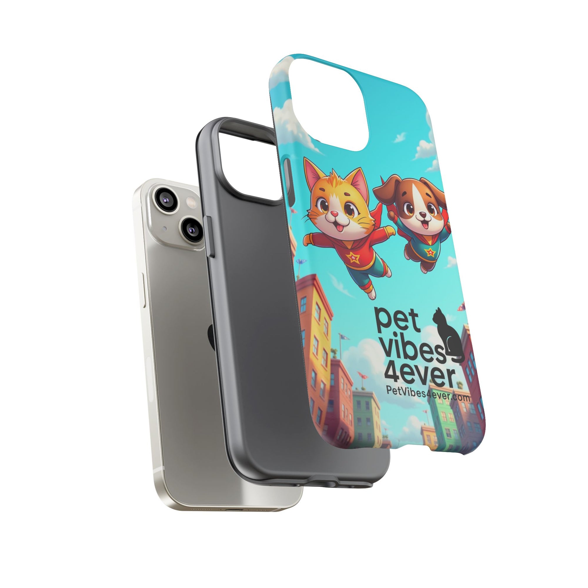 Pet Vibes Phone Case - Playful Cat and Dog Design, Animal Lover Gift, Cute Pet Accessory, Colorful Phone Cover, Fun Pet Gifts