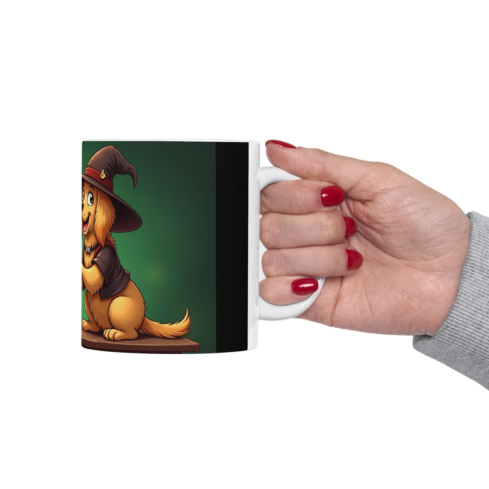 Whimsical Wizard Dog Mug, Cute Coffee Cup, Gift for Pet Lovers, Halloween Decor, Fantasy Beverage Container