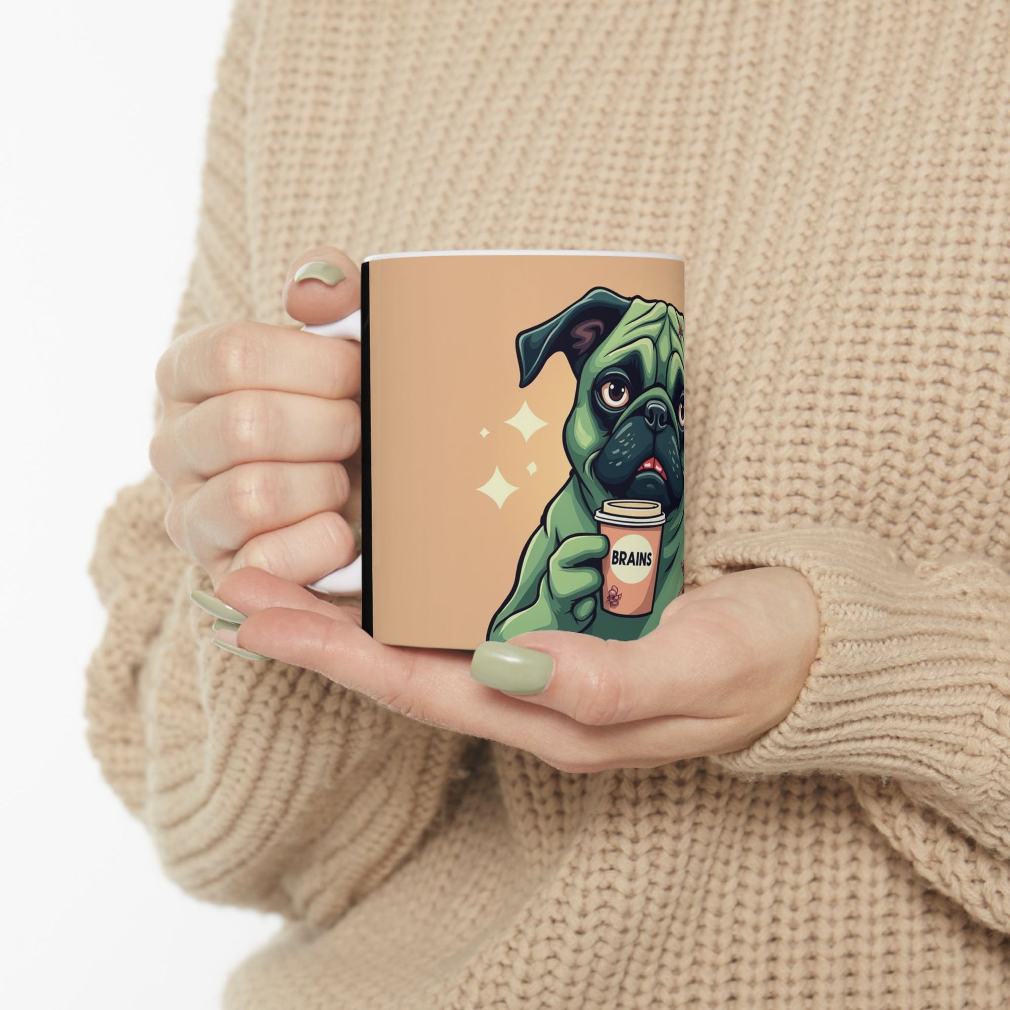 Brainy Pug Ceramic Mug | Funny Dog Coffee Cup, Gift for Dog Lovers, Pet Owner Gift, Cute Home Decor, Pug Lover Mug