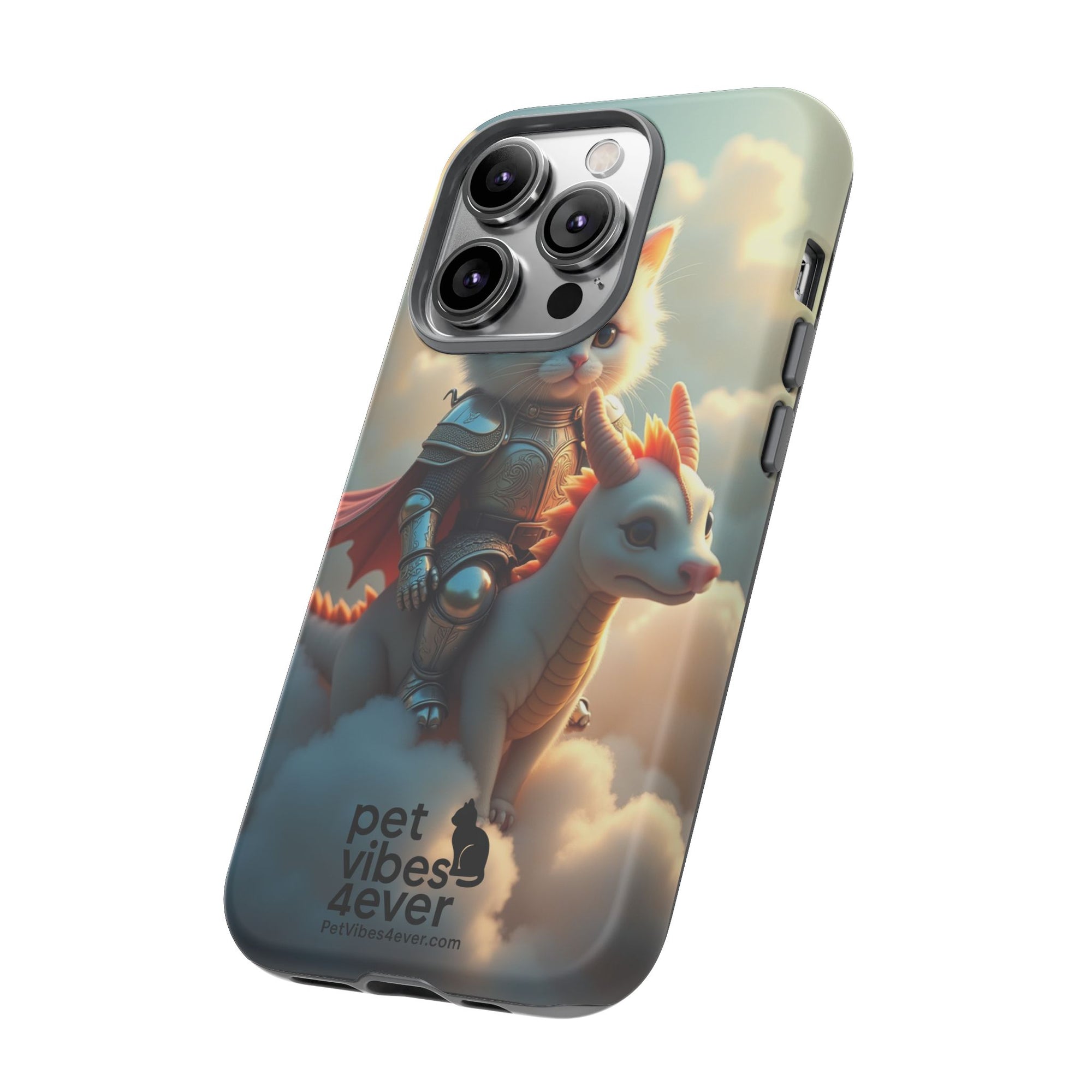 Pet Vibes Phone Case, Cute Cat and Dragon Design, Tough Phone Cover, Gift for Animal Lovers, Unique Pet Themed Accessory