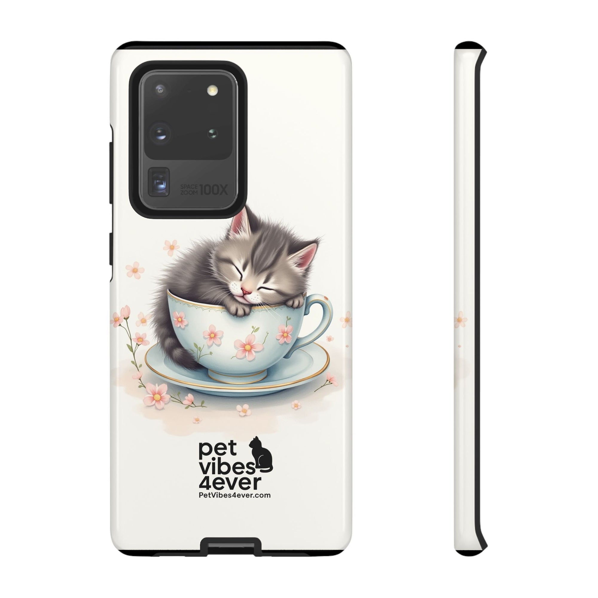 Cute Cat Phone Case, Pet Lover Gift, Soft Kitty Design, Floral Tech Accessory, Unique Animal Case, iPhone Cover, Birthday Present
